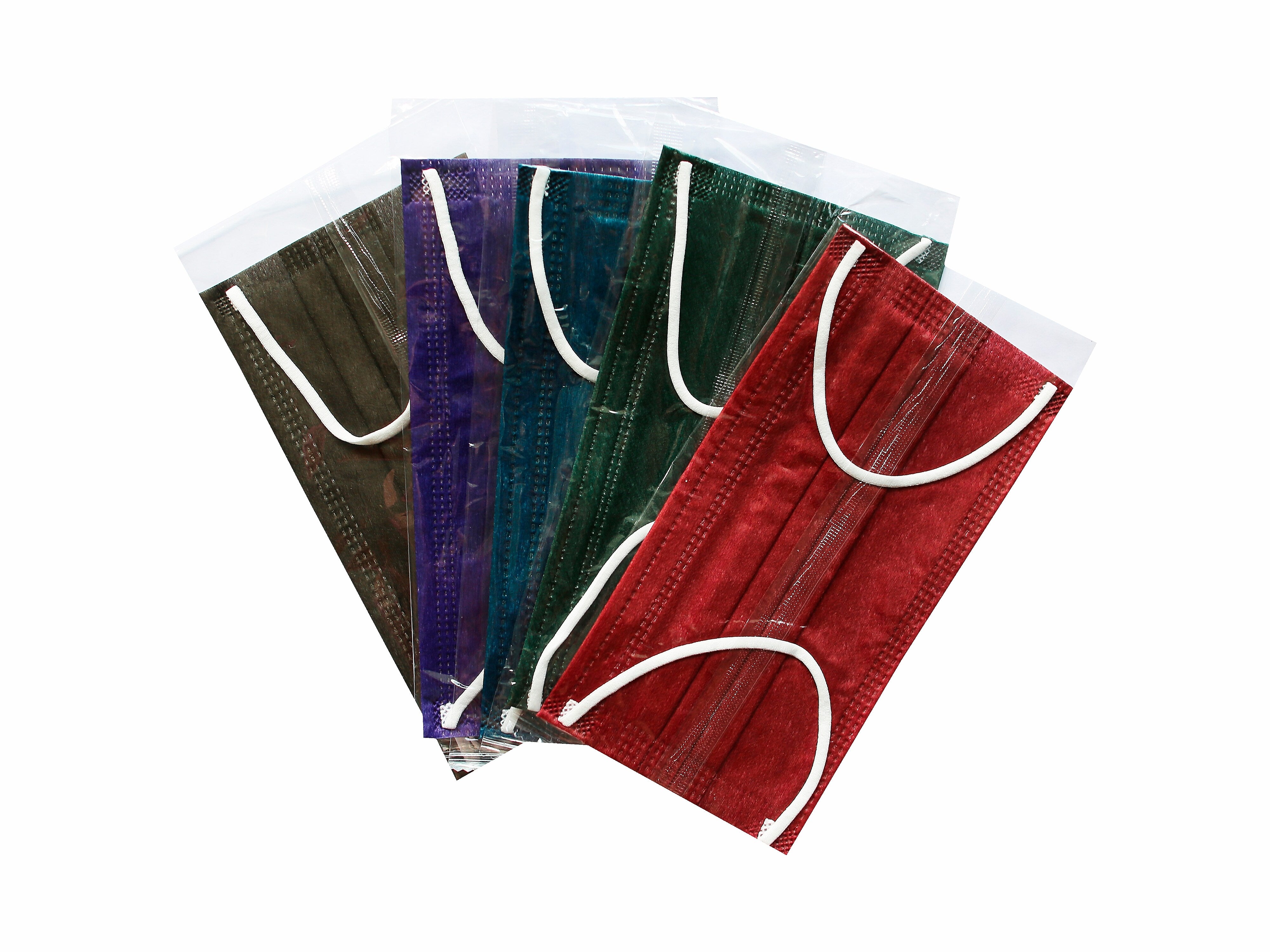 WeCare 3-ply Disposable Face Mask ,Adult, Assorted Jewel Tones, 50/Box