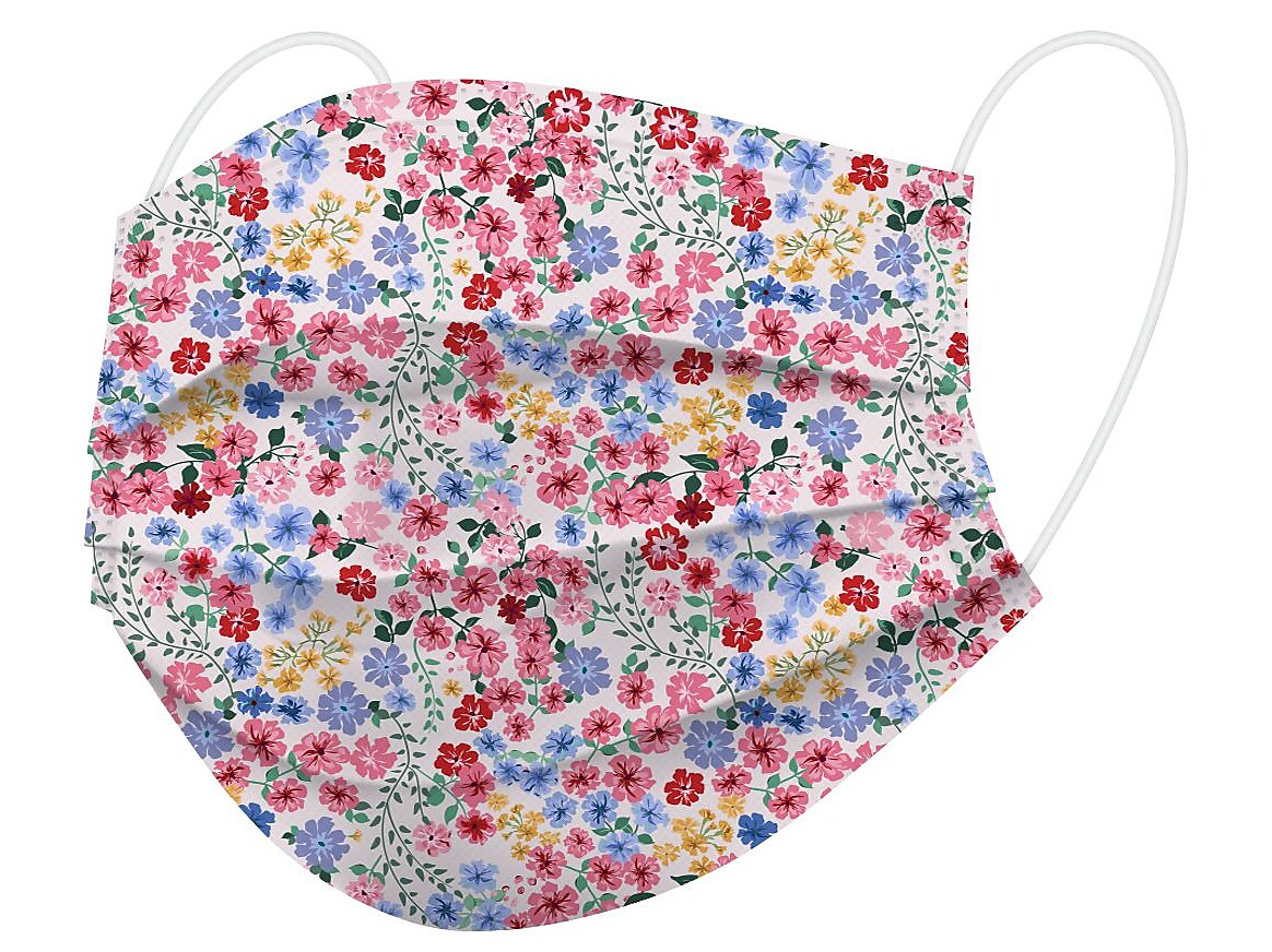 WeCare 3-ply Disposable Face Mask, Adult, Flowers, 50/Pack
