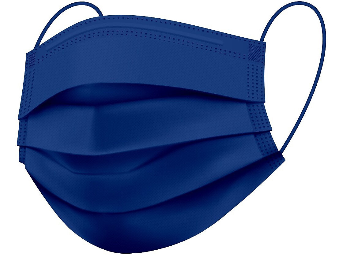 WeCare 3-ply Disposable Face Mask, Adult, Navy, 50/Box