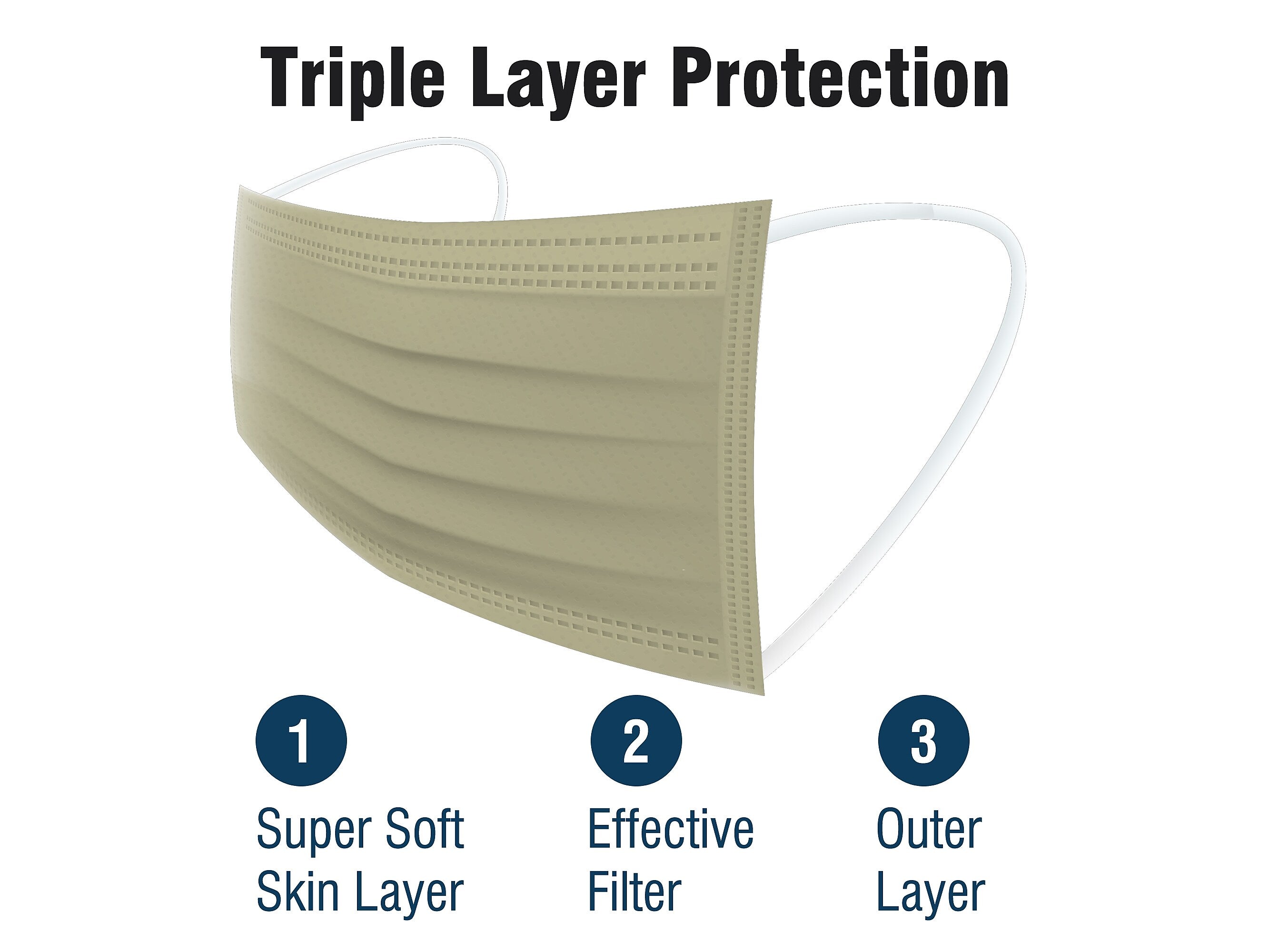 WeCare 3-ply Disposable Face Masks, Adult, Assorted Earth Tones, 50/Box