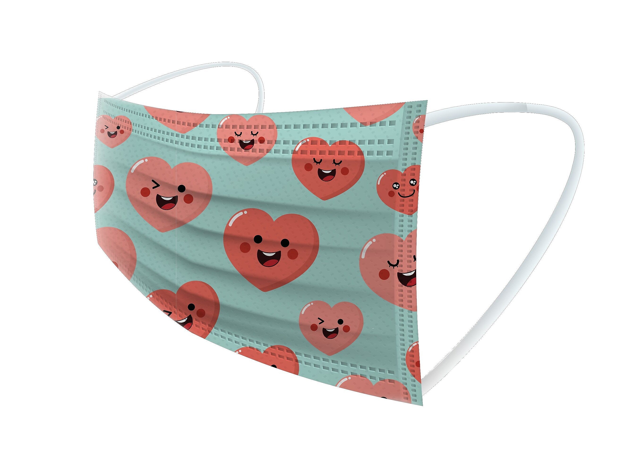 WeCare 3-ply Disposable Face Masks, Kids, Assorted Silly Face Designs, 50/Box