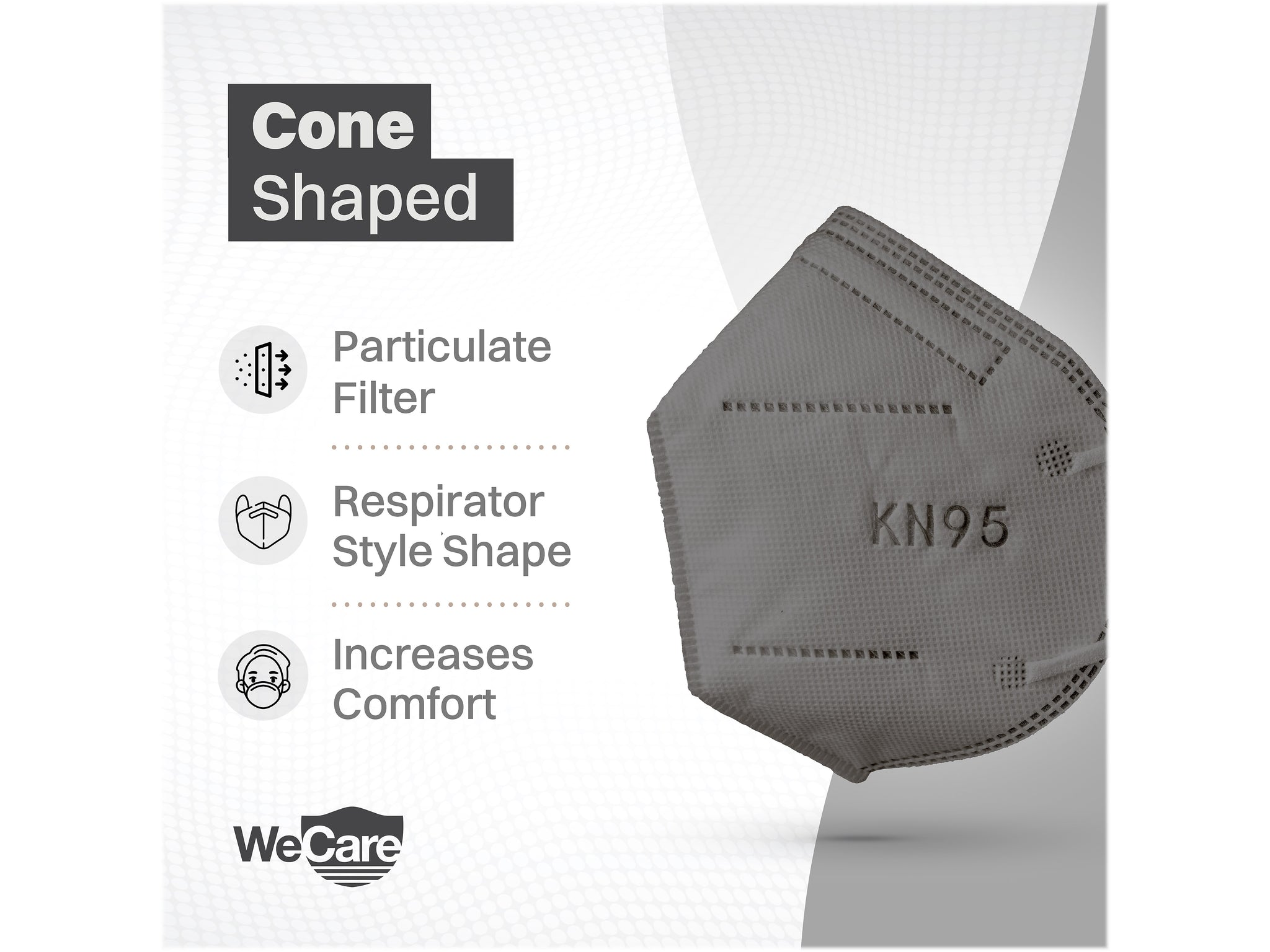 WeCare Disposable KN95 Face Mask, Adult, Dark Gray, 20 Masks/Box, 3 Boxes/Pack