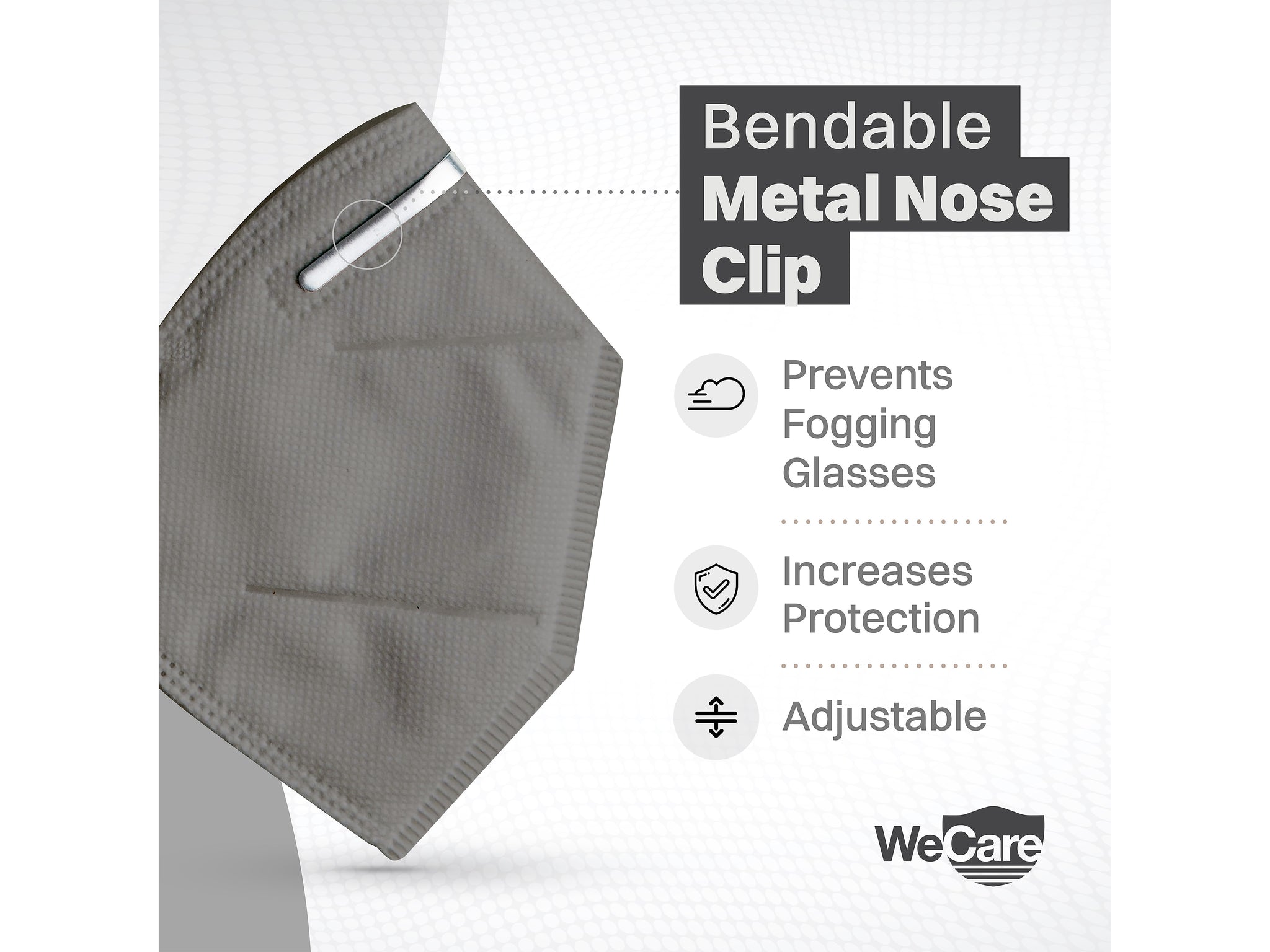 WeCare Disposable KN95 Face Mask, Adult, Dark Gray, 20 Masks/Box, 50 Boxes/Pack