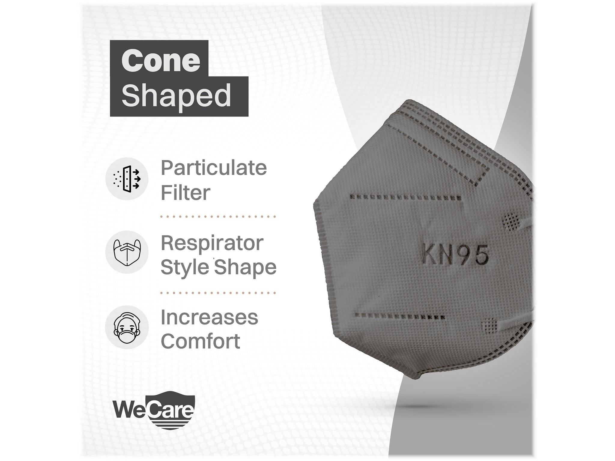 WeCare Disposable KN95 Face Mask, Adult, Dark Gray, 20/Pack