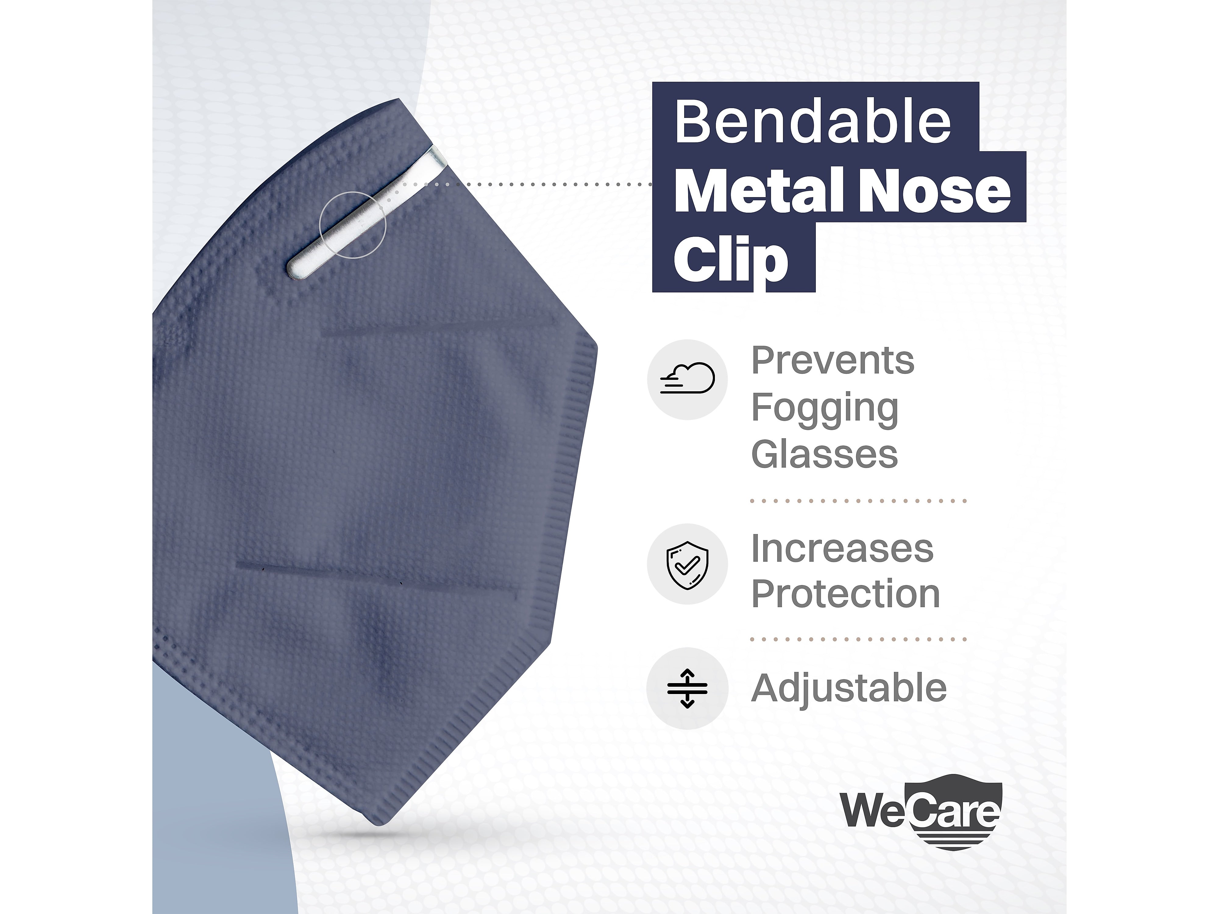 WeCare Disposable KN95 Face Mask, Adult, Navy, 20 Masks/Box, 3 Boxes/Pack