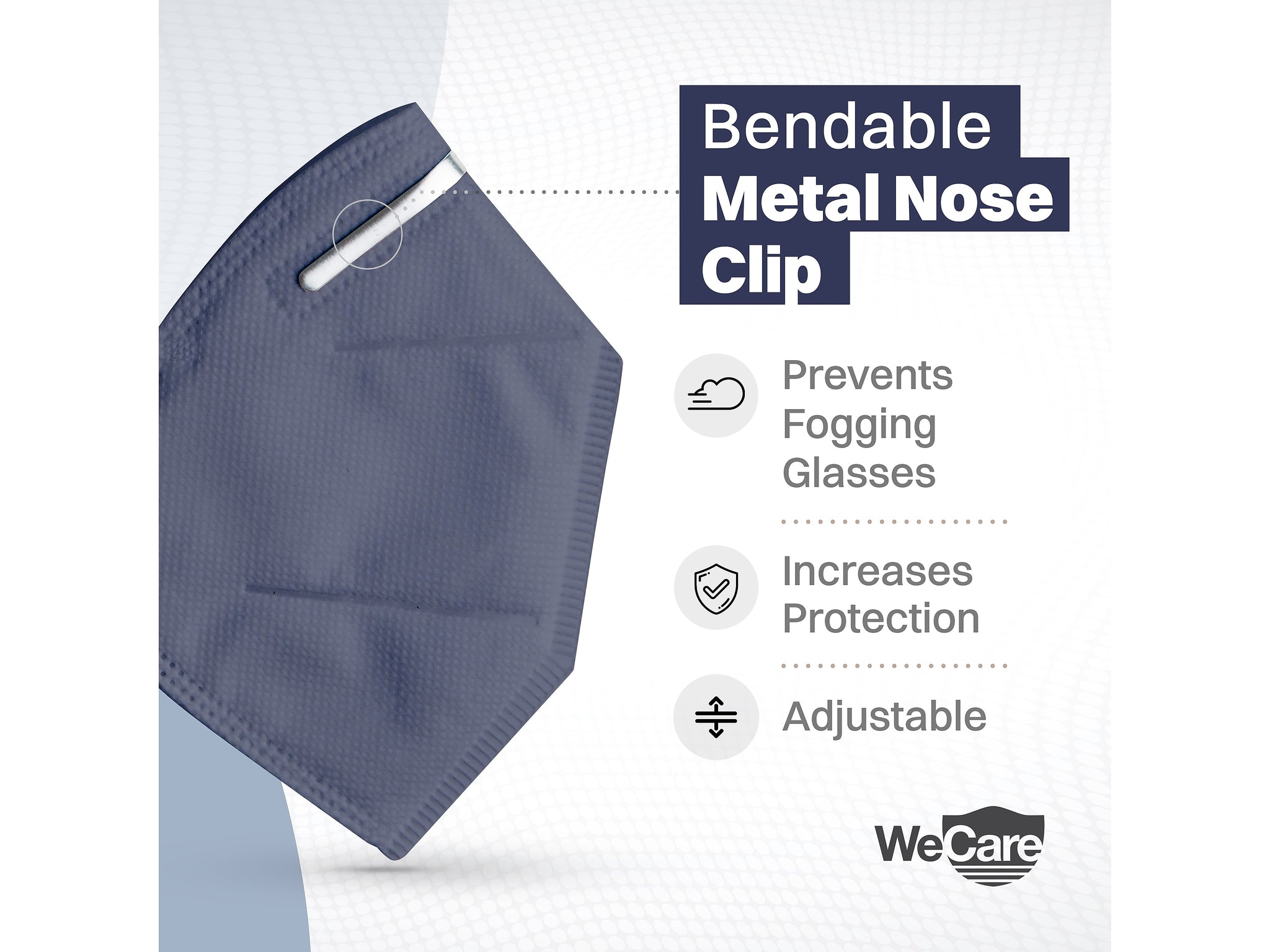 WeCare Disposable KN95 Face Mask, Adult, Navy, 20 Masks/Box, 3 Boxes/Pack