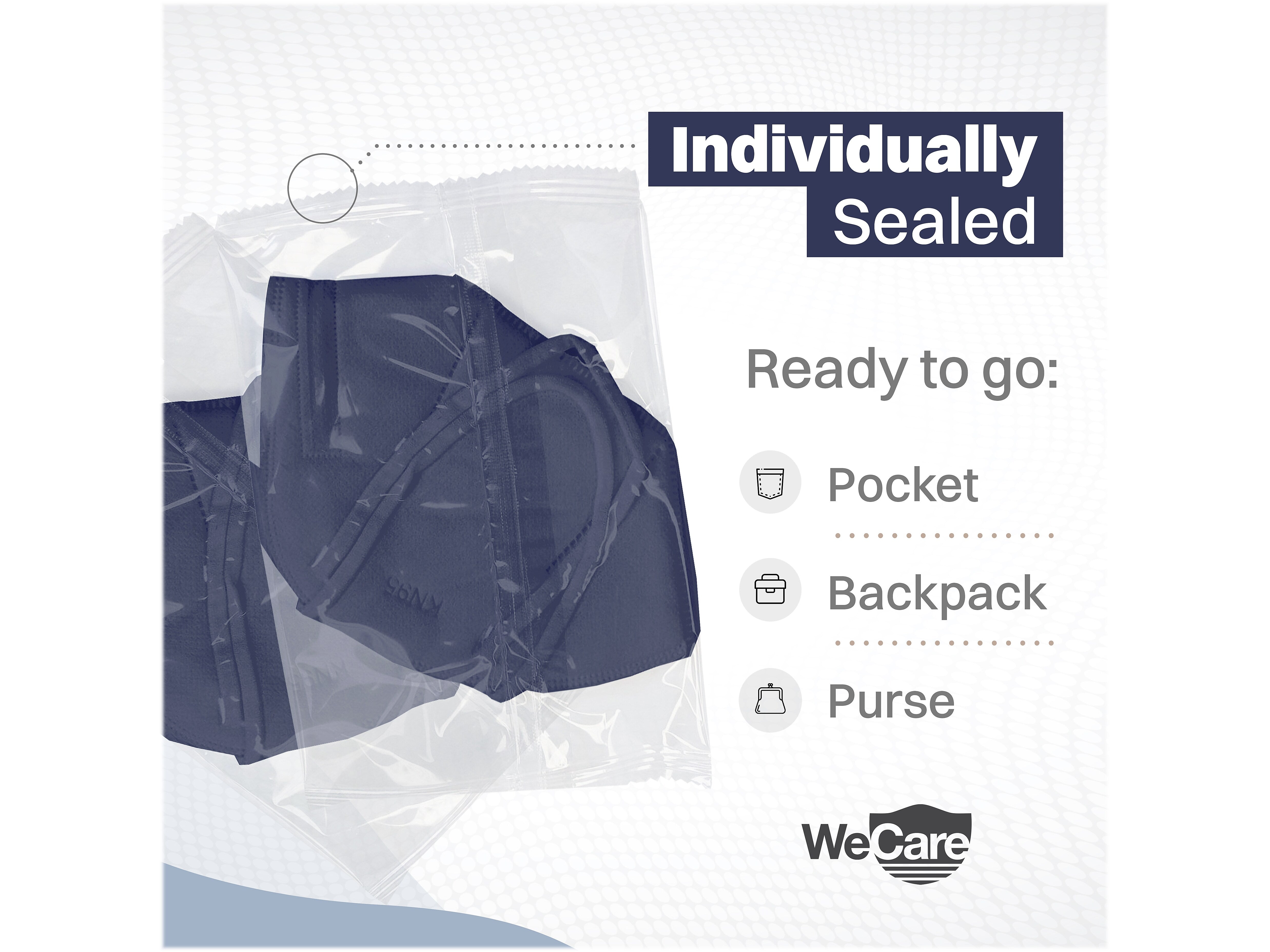 WeCare Disposable KN95 Face Mask, Adult, Navy, 20 Masks/Box, 50 Boxes/Pack