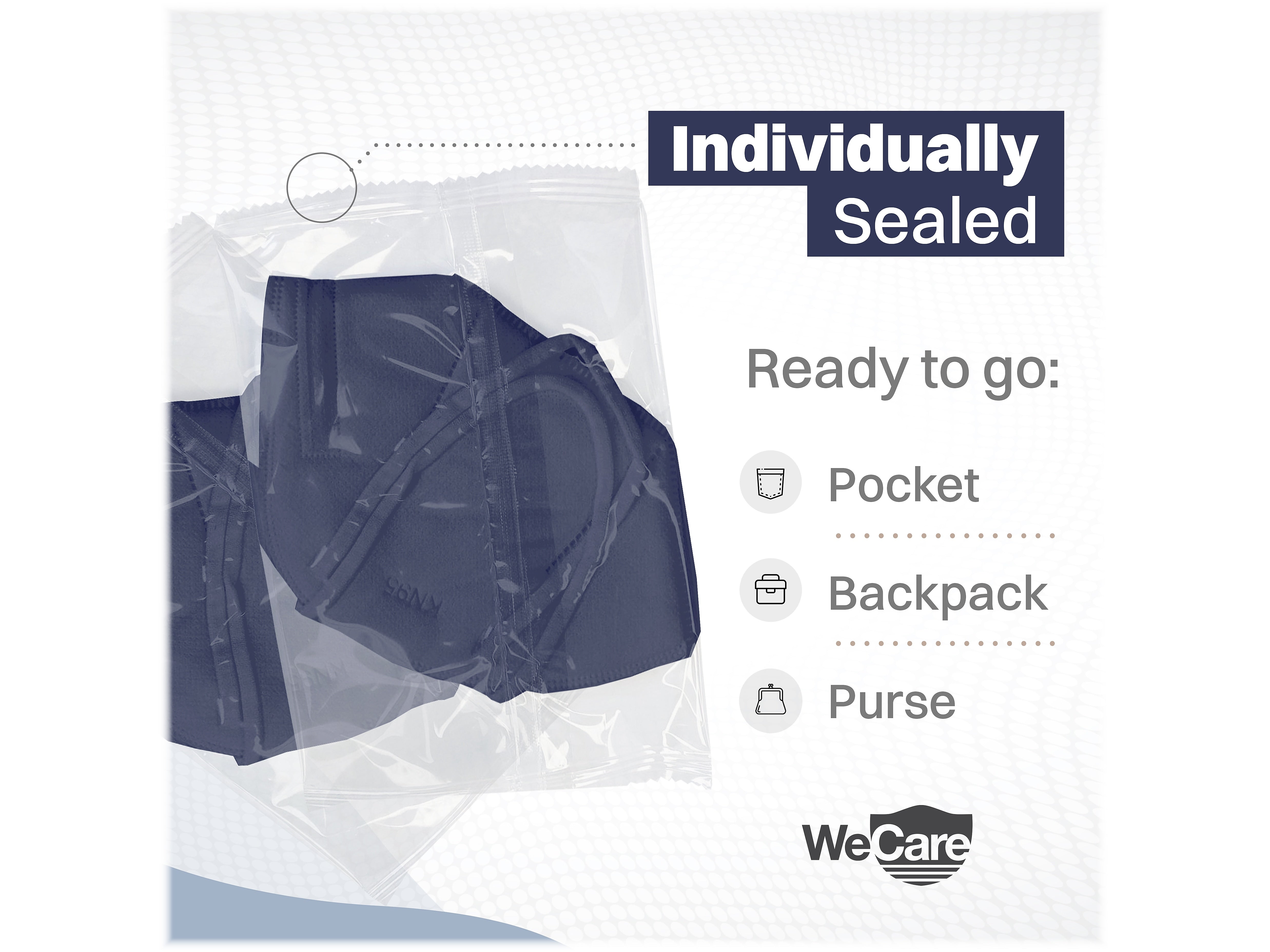 WeCare Disposable KN95 Face Mask, Adult, Navy, 20/Pack