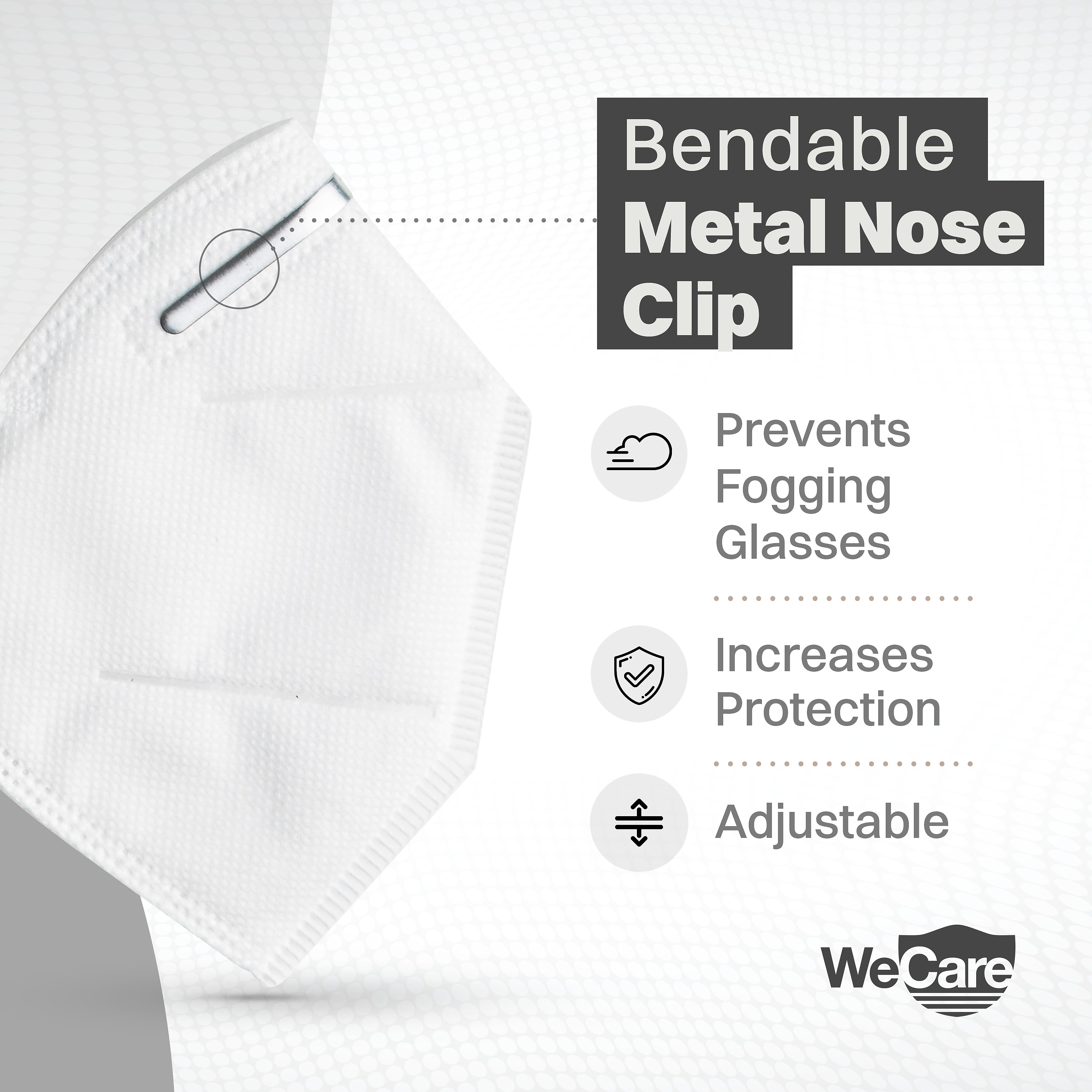 WeCare KN95 Disposable Face Mask, Adult, White, 20 Masks/Box, 3 Boxes/Pack