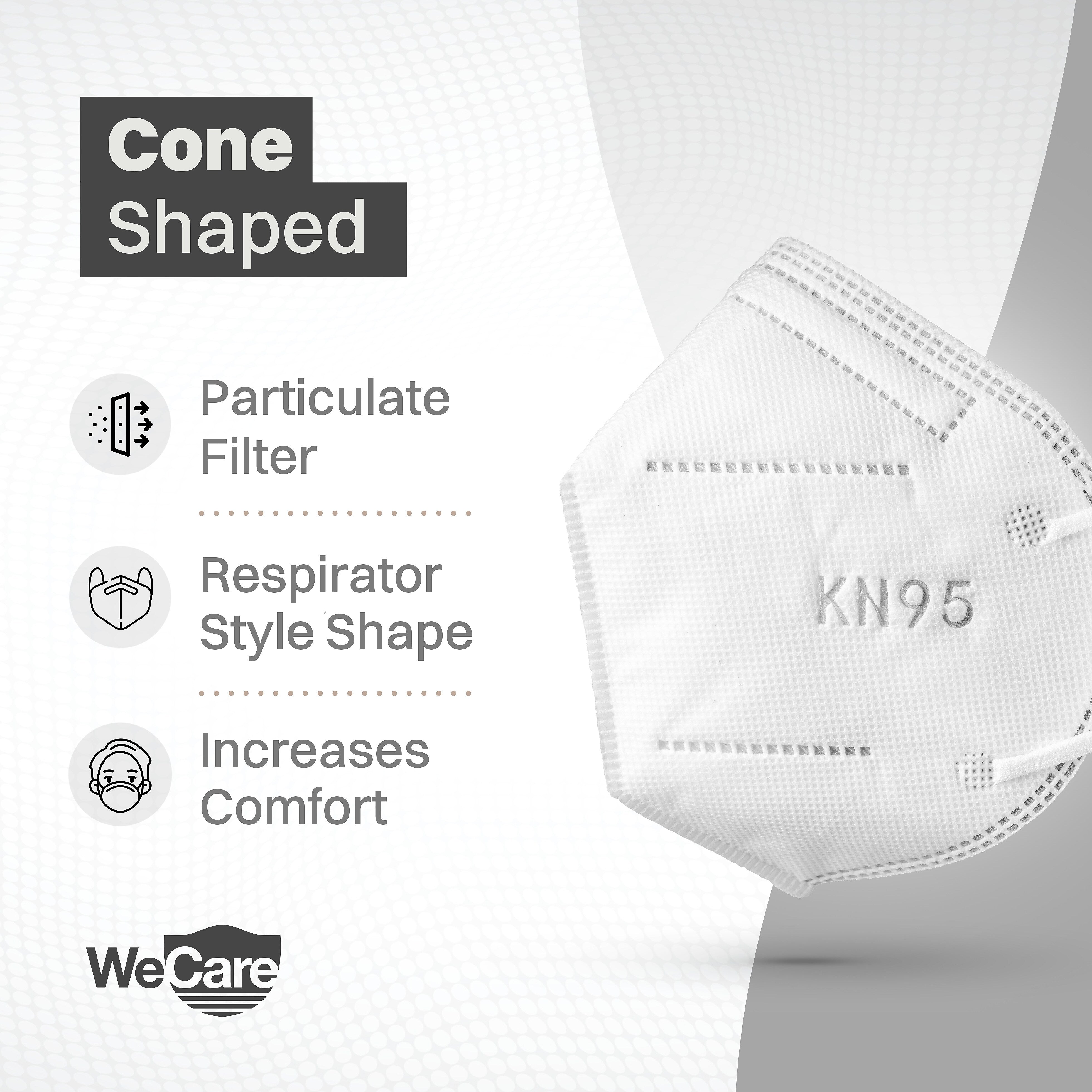 WeCare KN95 Disposable Face Mask, Adult, White, 20/Pack