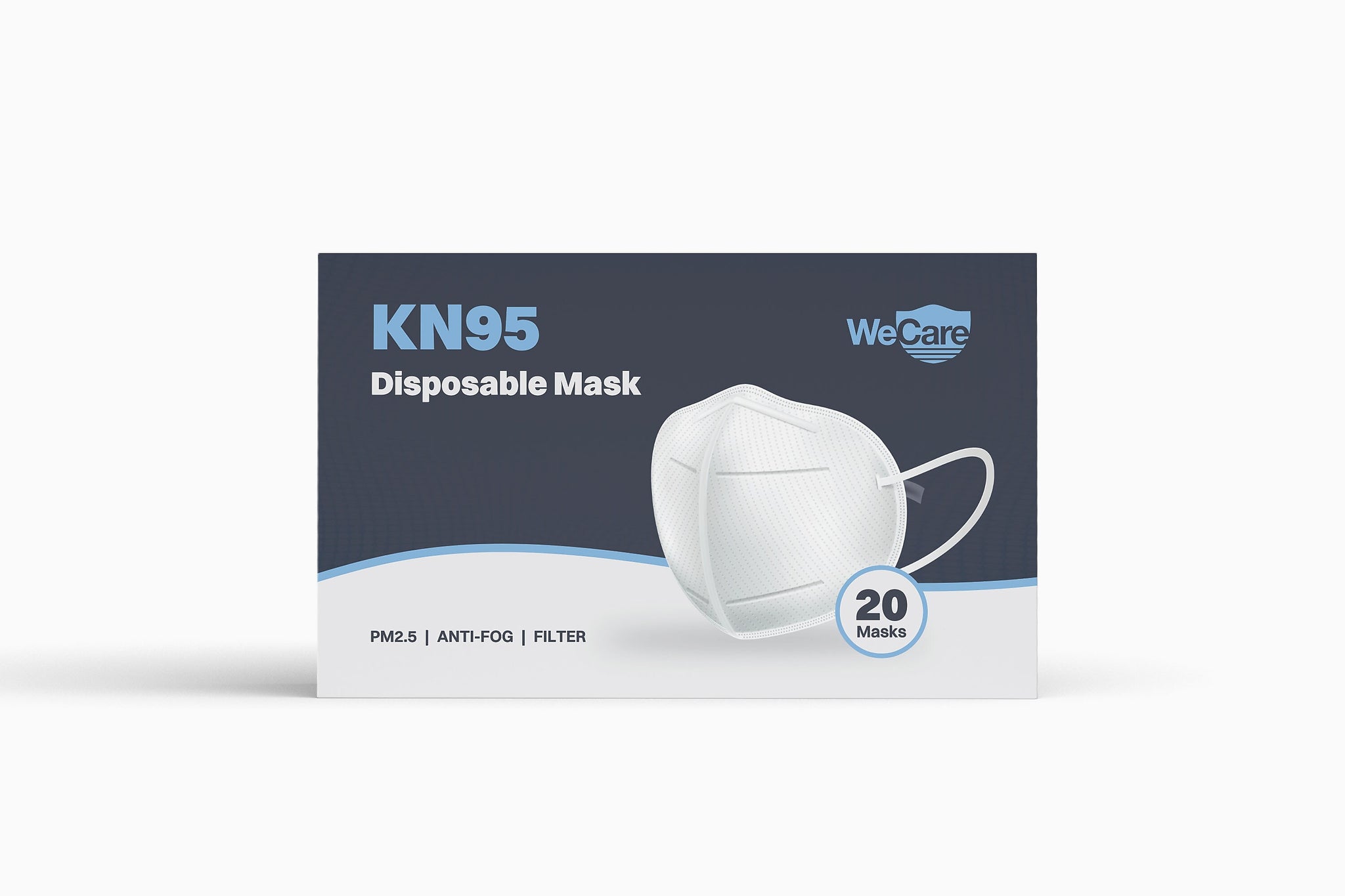 WeCare KN95 Disposable Face Mask, Adult, White, 20/Pack