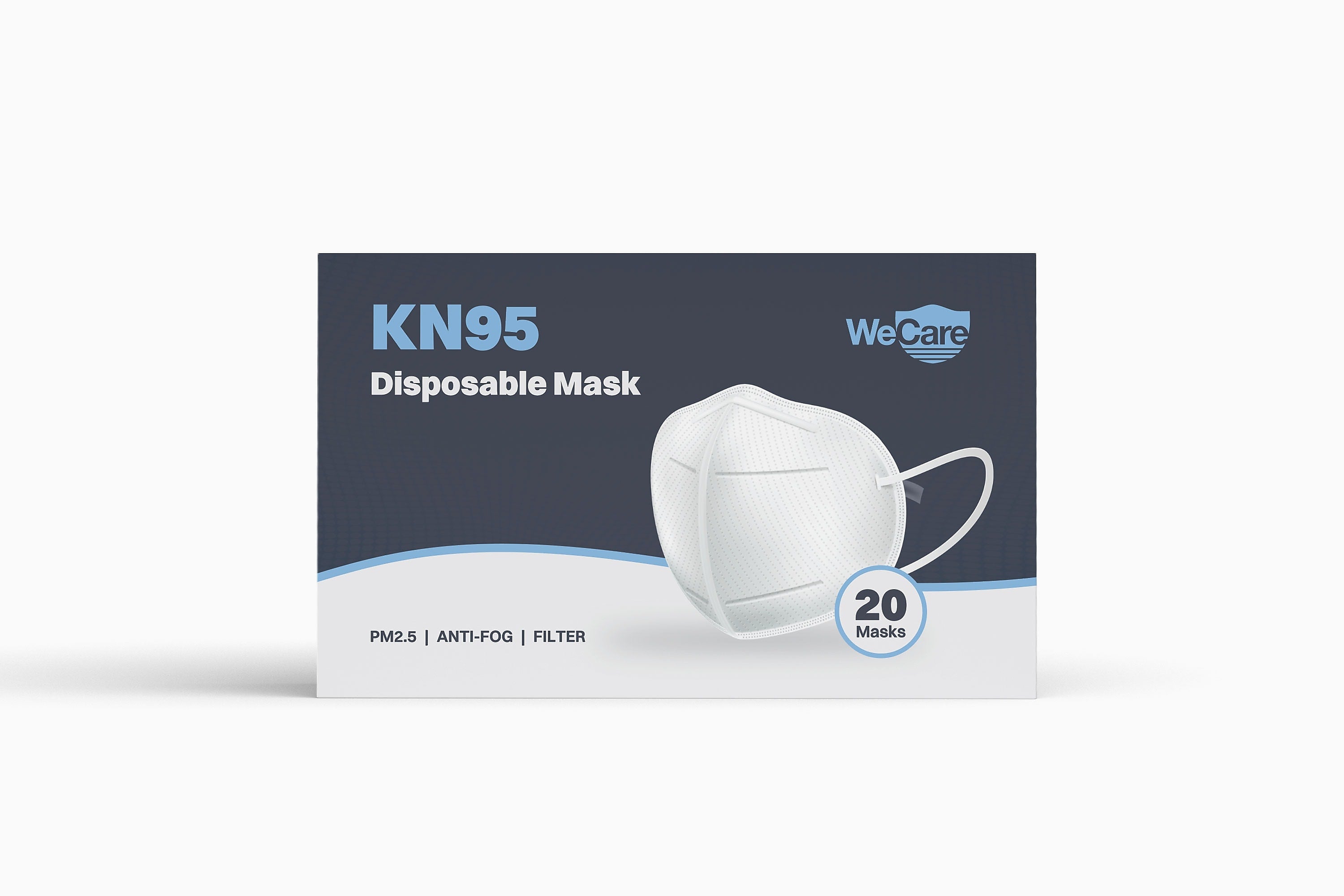 WeCare KN95 Disposable Face Mask, Adult, White, 20/Pack