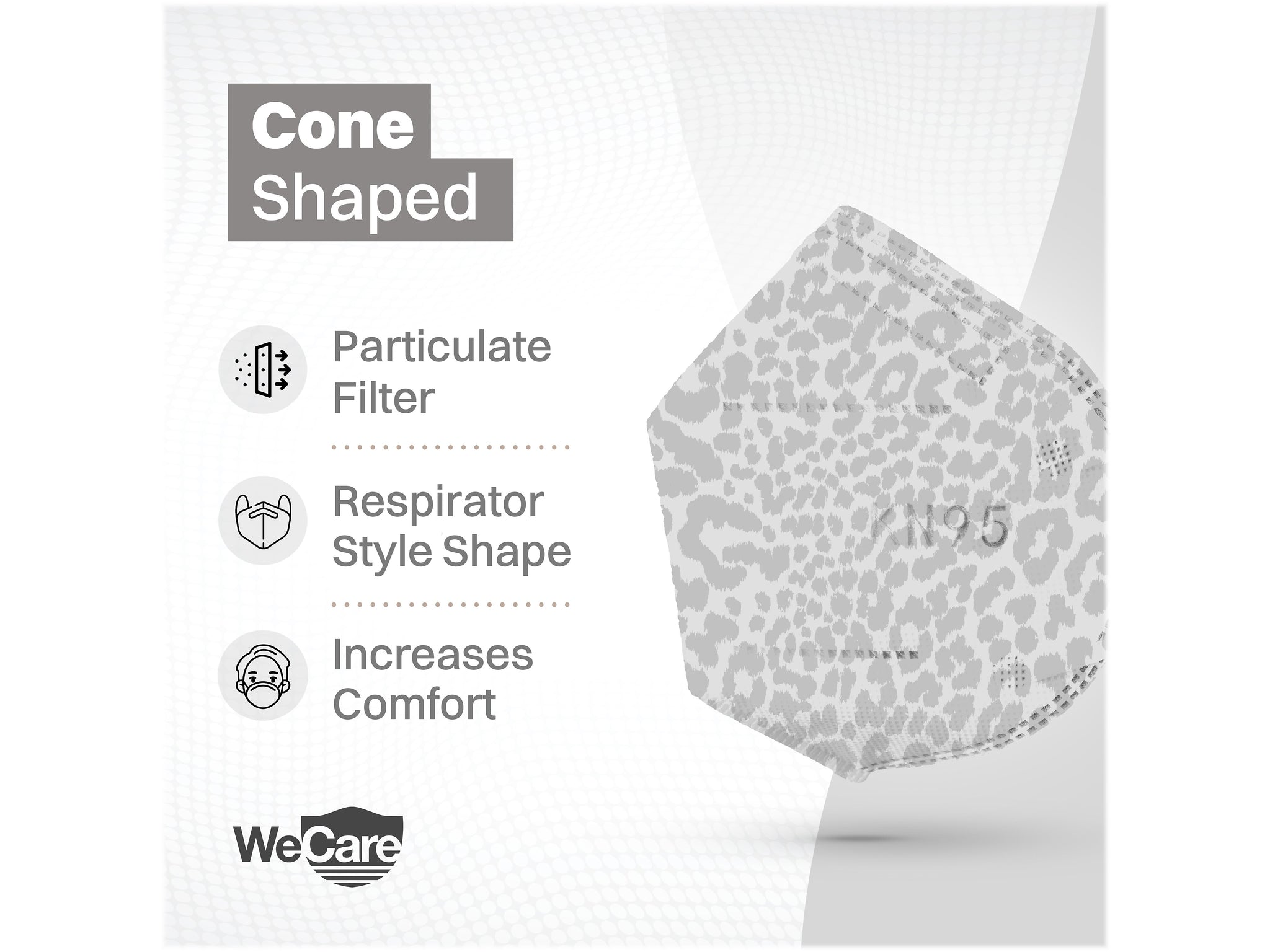 WeCare Leopard Print Disposable KN95 Fabric Face Masks, One Size, Assorted Colors, 20/Pack, 50 Packs/Carton