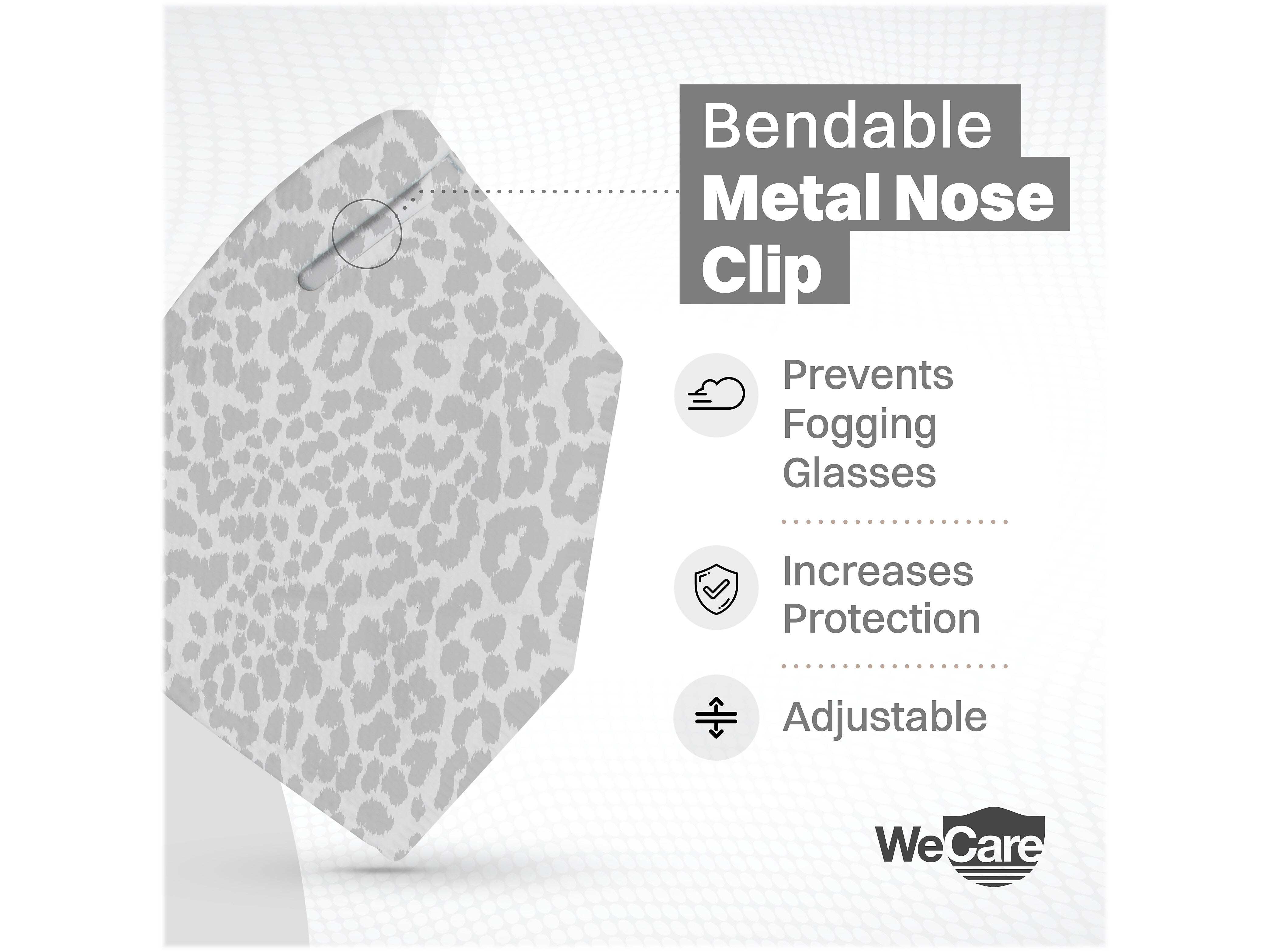 WeCare Leopard Print Disposable KN95 Fabric Face Masks, One Size, Assorted Colors, 20/Pack, 50 Packs/Carton