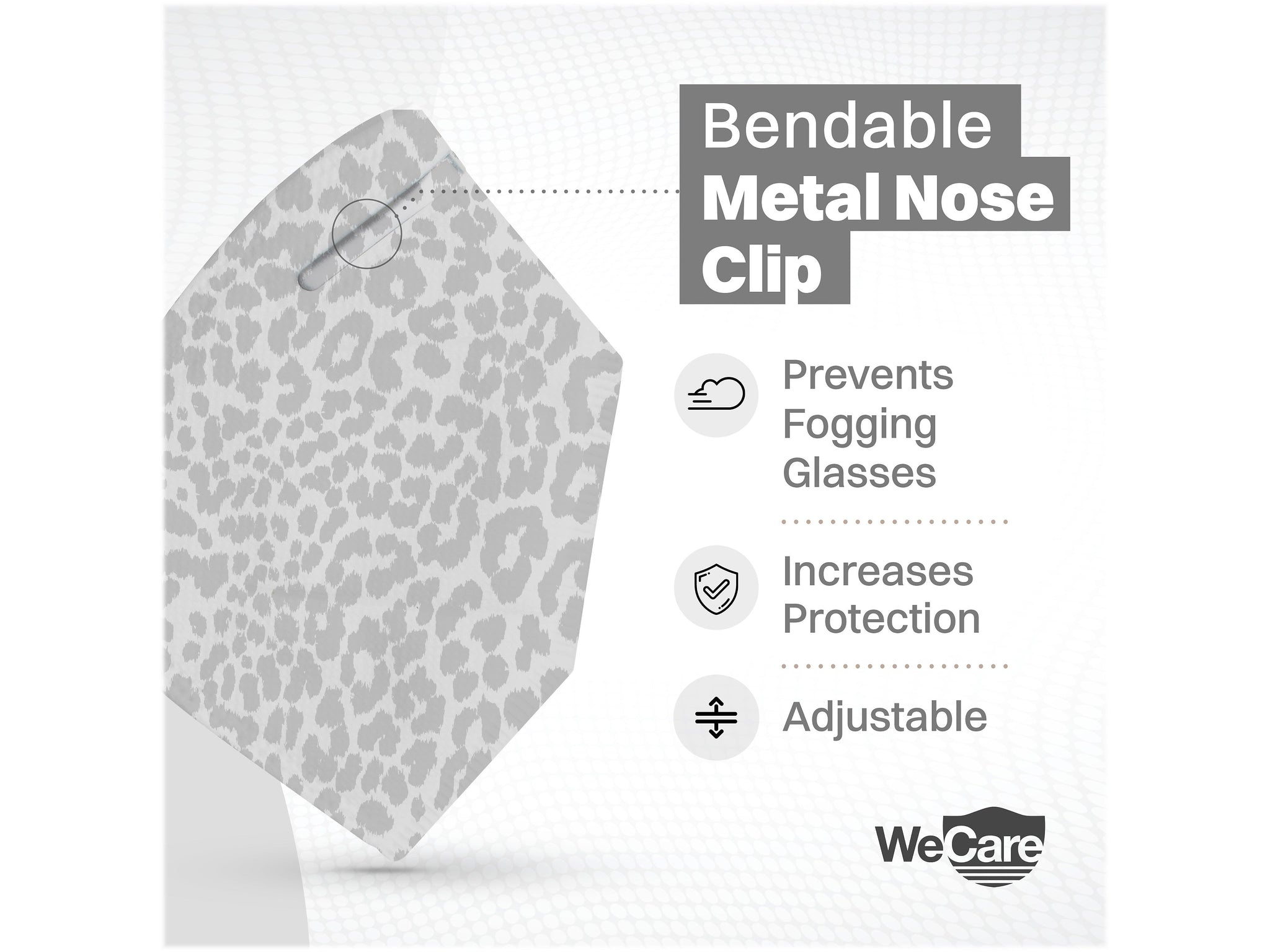 WeCare Leopard Print Disposable KN95 Fabric Face Masks, One Size, Assorted Colors, 20/Pack, 50 Packs/Carton