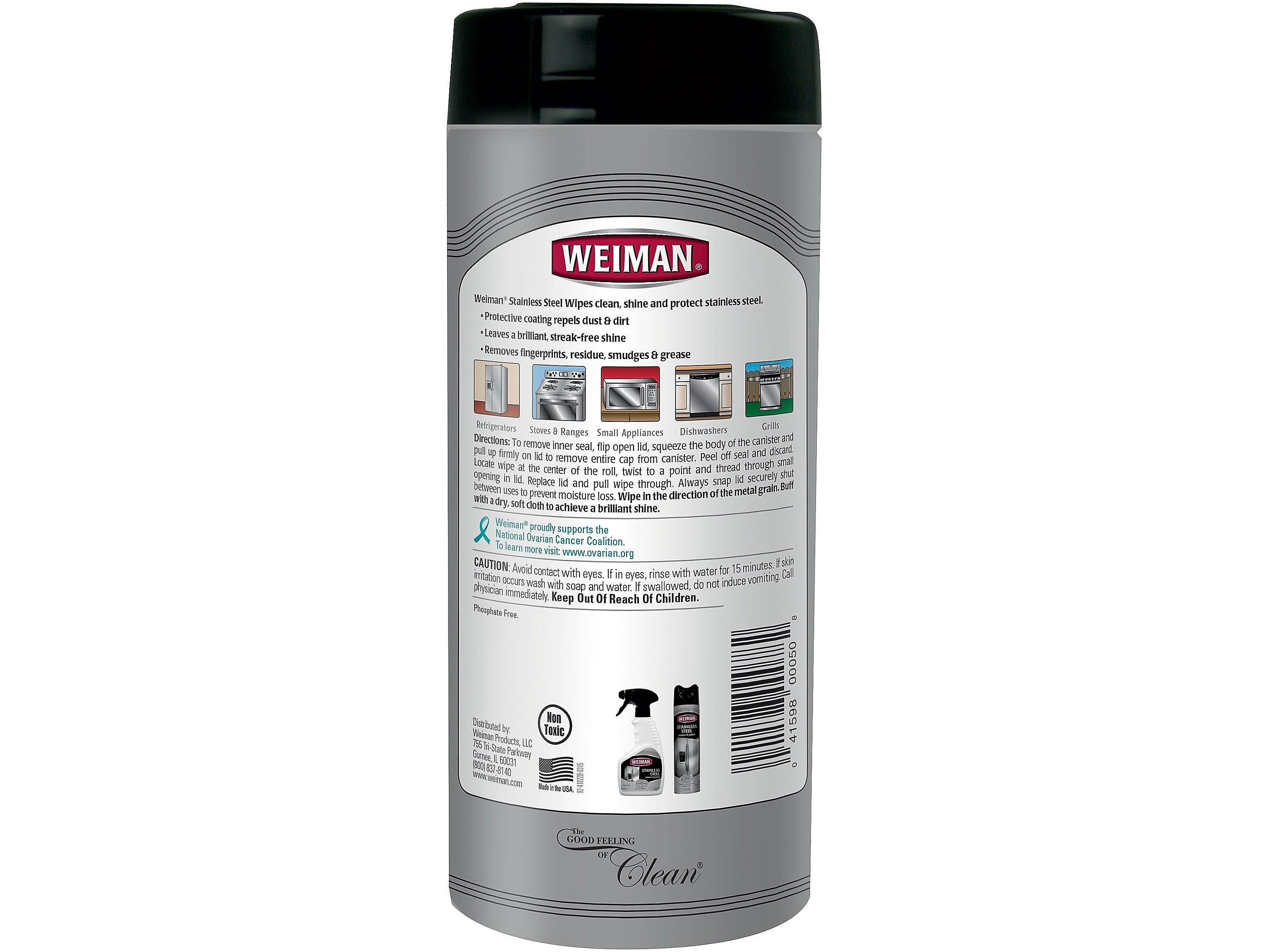 Weiman Stainless Steel Cleaner Wipes, Fresh, 30/Pack