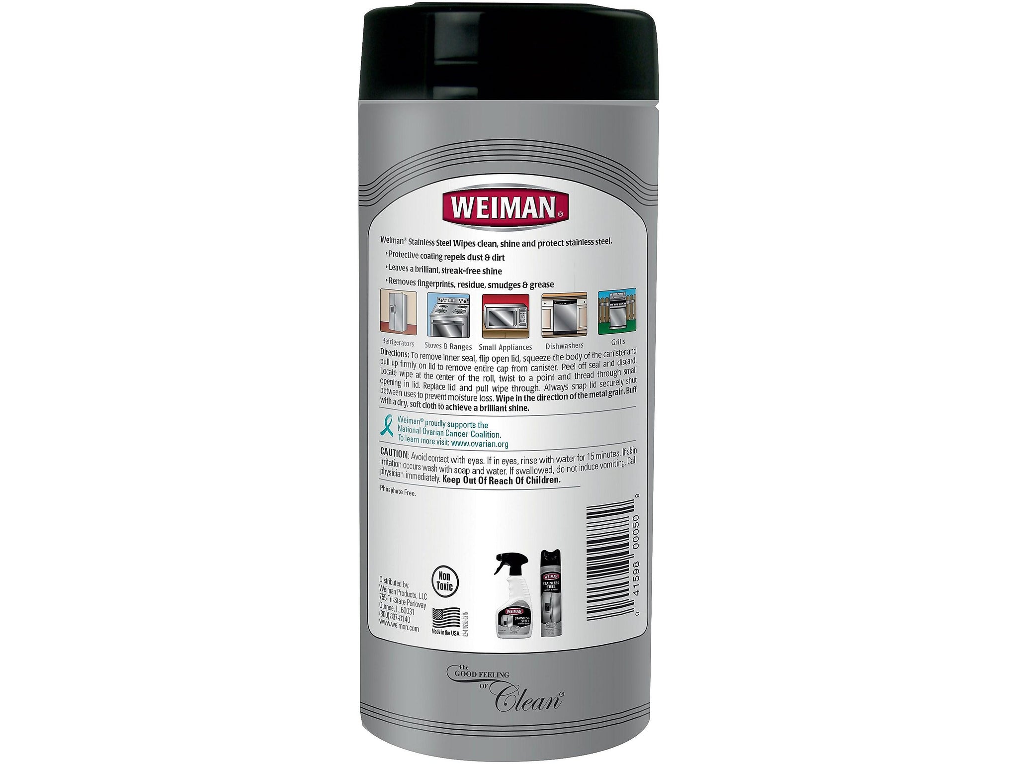 Weiman Stainless Steel Cleaner Wipes, Fresh, 30/Pack