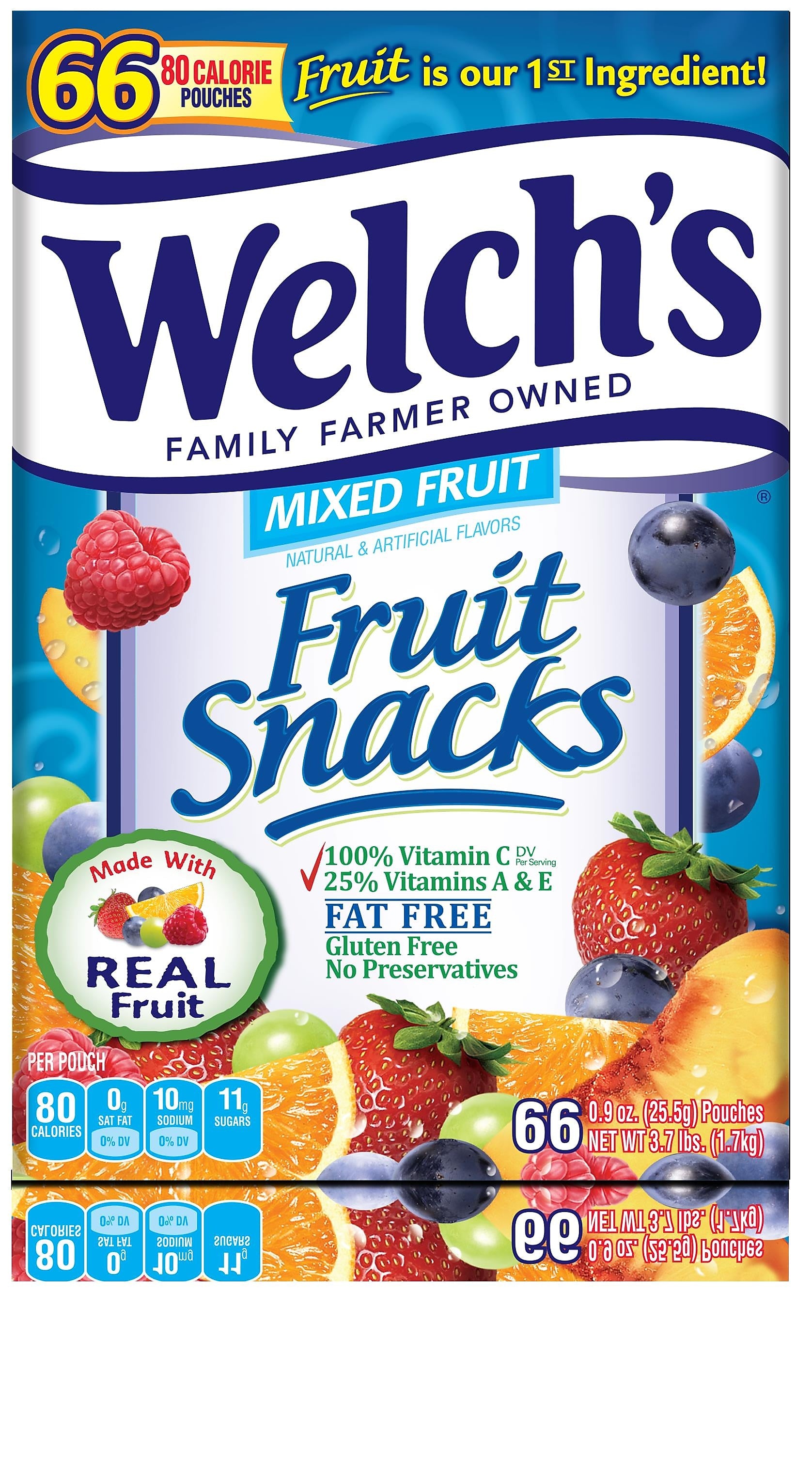 Welch's Gluten Free Mixed Fruit Snacks, 66 Packs/Box