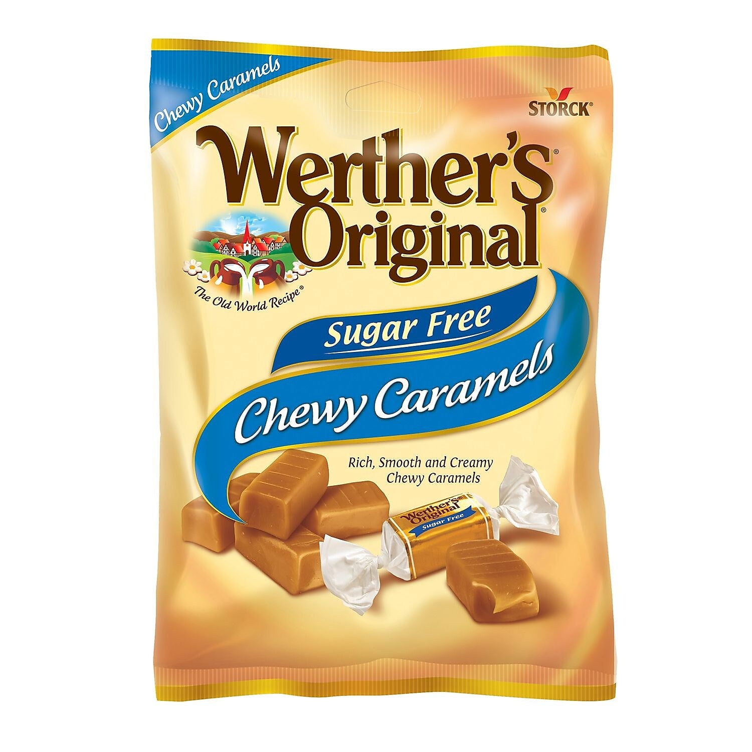 Werther's Original Sugar Free Chewy Caramel Candy, 1.46 oz., 12 Bags/Pack