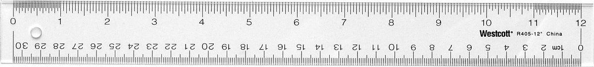 Westcott 12" Acrylic Standard Ruler, Transparent