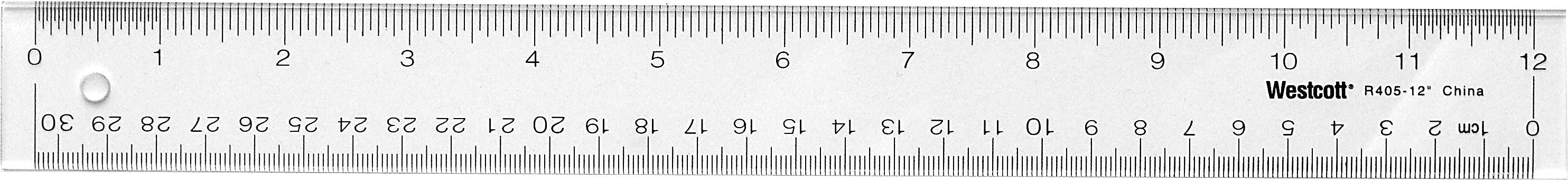 Westcott 12" Acrylic Standard Ruler, Transparent