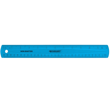 Westcott 12" Plastic Standard Ruler, Assorted, 12/Box