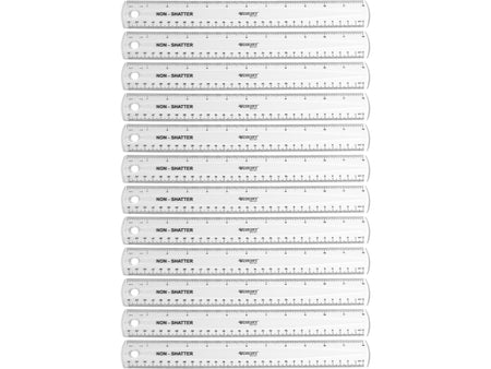 Westcott 12" Plastic Standard Ruler, Clear, 12/Box