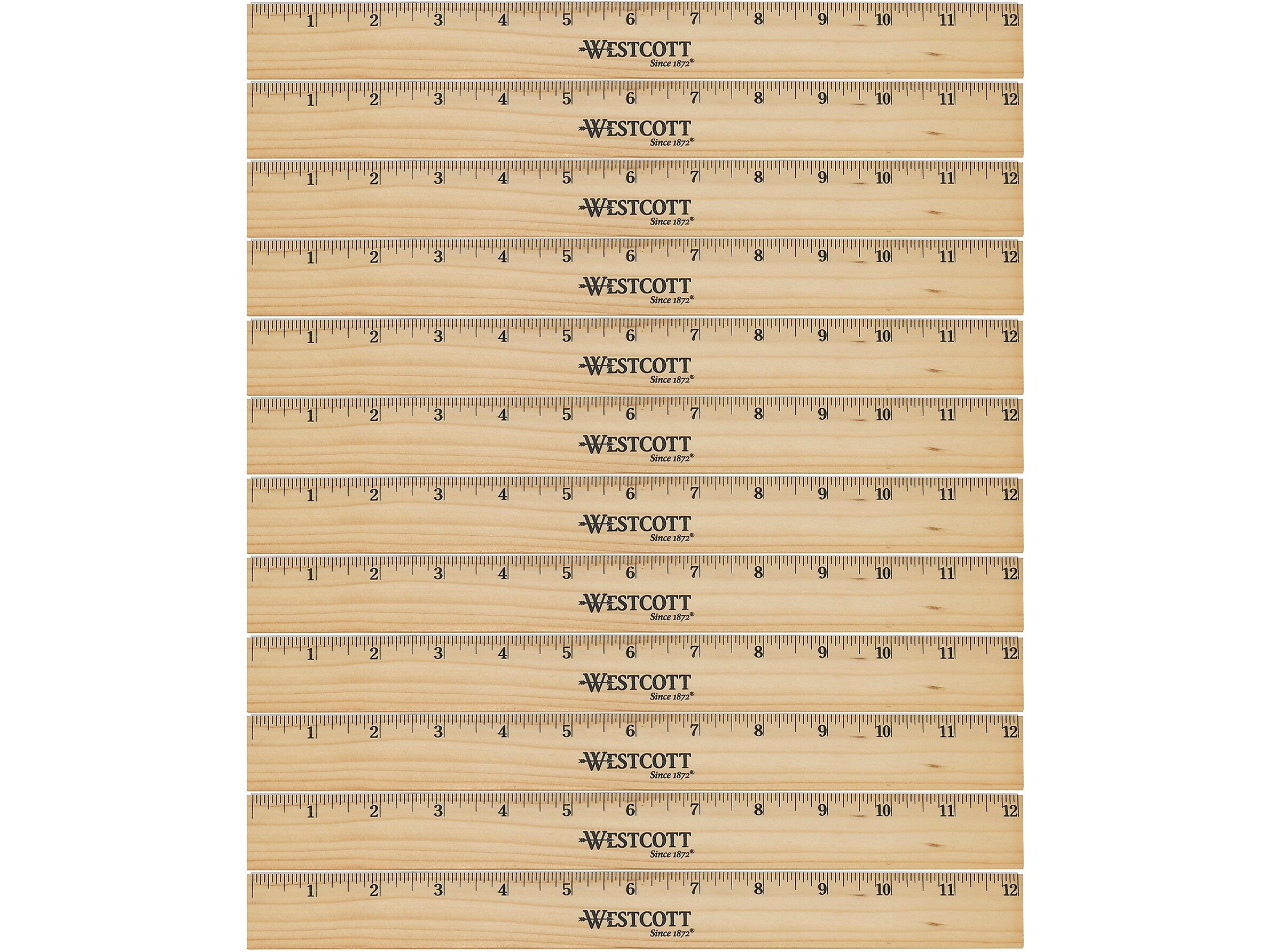 Westcott® 12" Scale Wood Ruler, Beige, 12/Pack