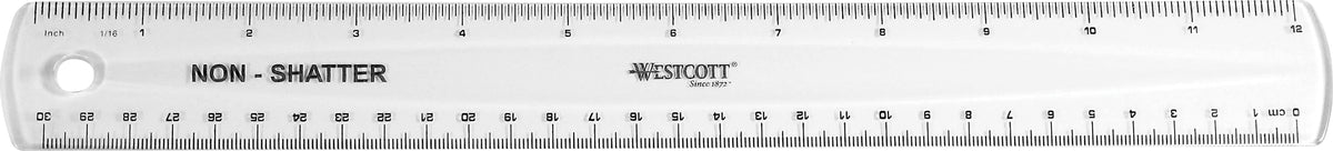 Westcott® 12" Shatterproof Plastic Ruler