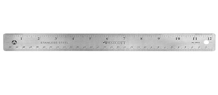 Westcott 12" Standard Stainless Steel Ruler, Silver