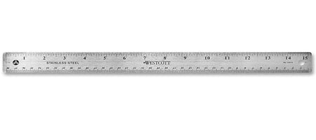 Westcott 15" Stainless Steel Standard Ruler, Silver