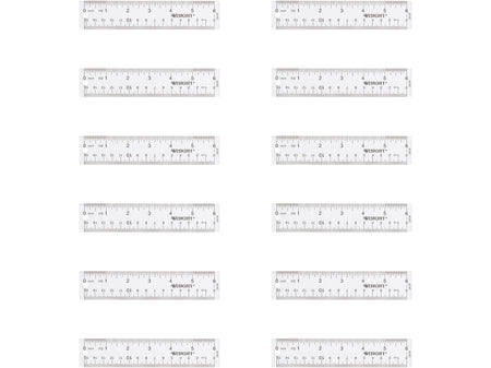 Westcott 6" Plastic Standard Ruler, Clear, 12/Box