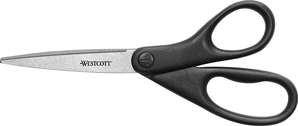 Westcott All Purpose 8" Stainless Steel Standard Scissors, Pointed Tip, Metallic Black