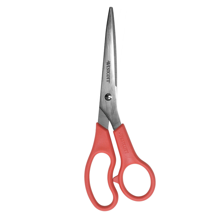 Westcott All Purpose Value 8" Stainless Steel Standard Scissors, Pointed Tip, Red