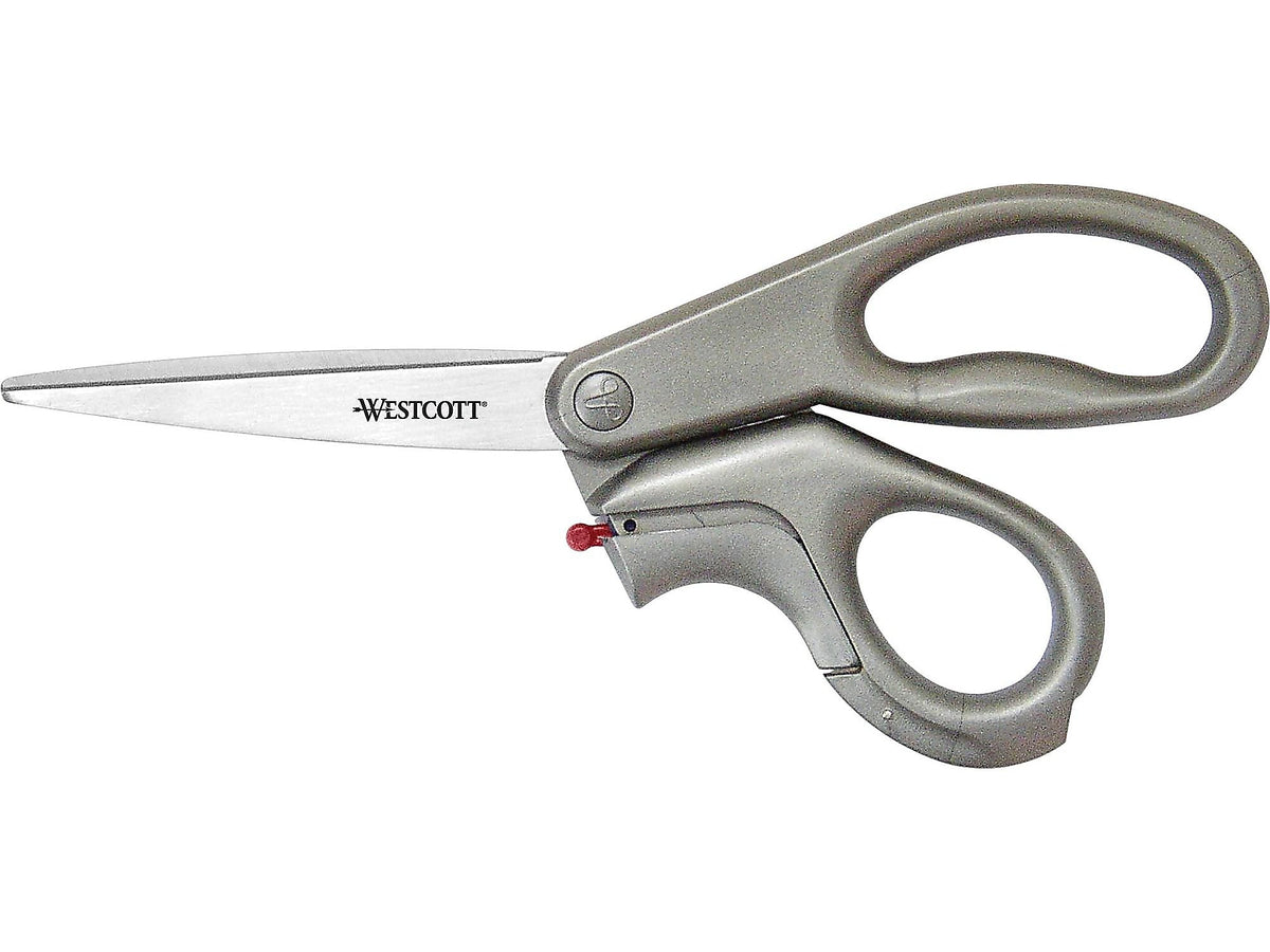 Westcott E-Z Open 8" Stainless Steel Multi-Purpose Scissors, Pointed Tip, Gray