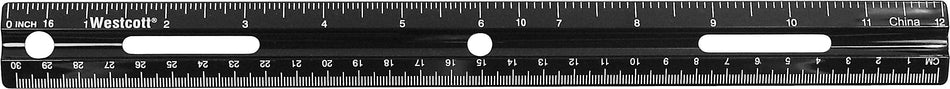 Westcott KleenEarth Recycled 12" Plastic Standard Ruler, Black