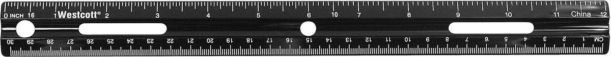 Westcott KleenEarth Recycled 12" Plastic Standard Ruler, Black