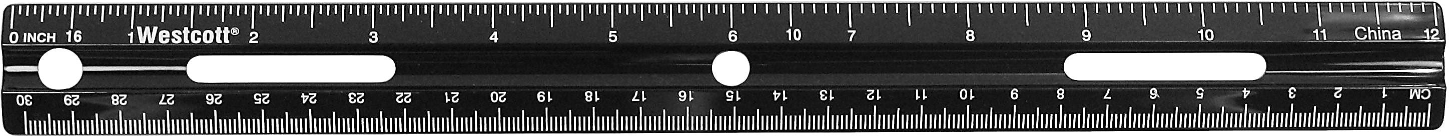 Westcott KleenEarth Recycled 12" Plastic Standard Ruler, Black