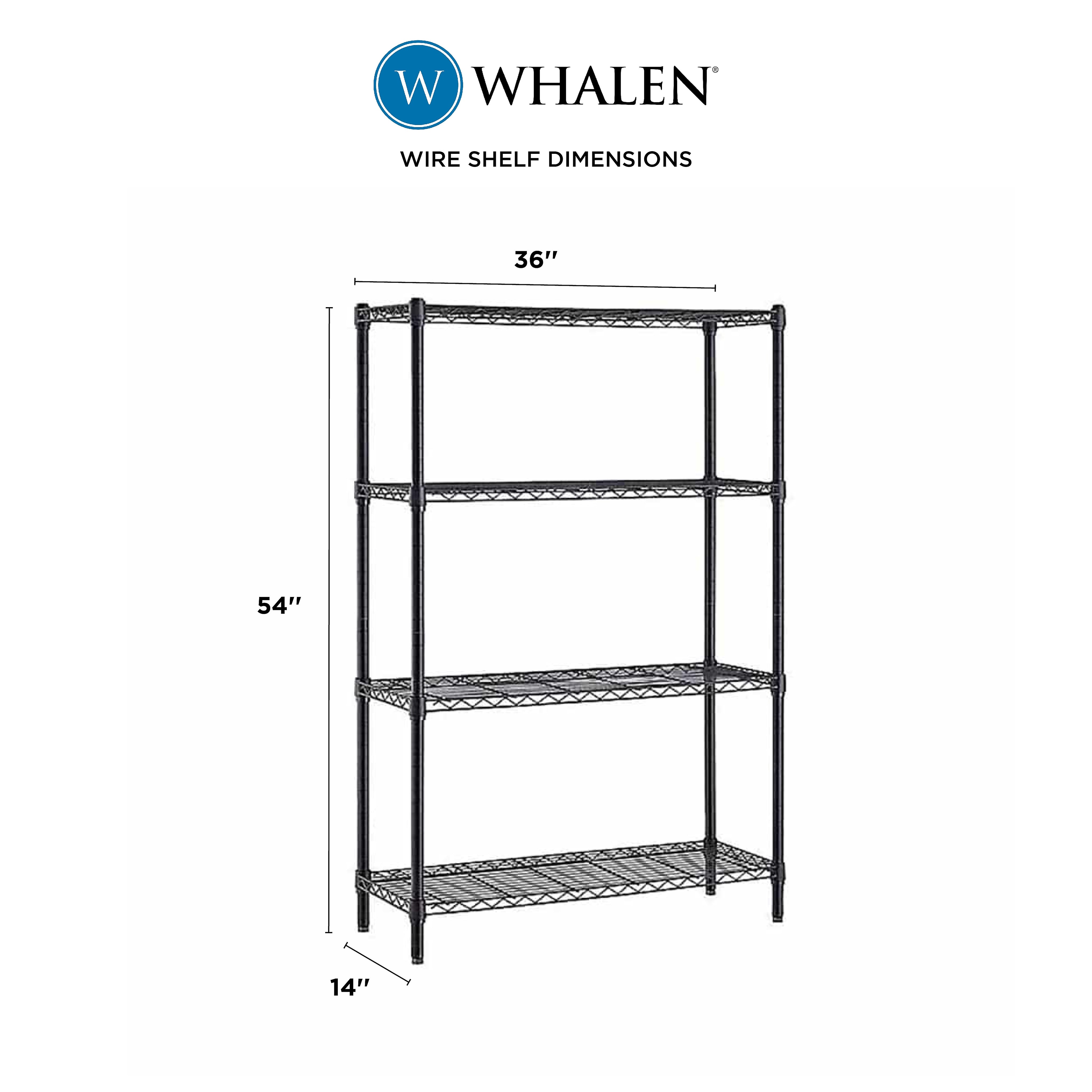 Whalen 4-Shelf Wire Unit, 36"W, Black