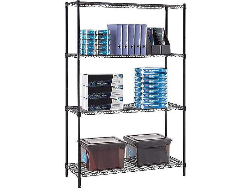 Whalen 4-Shelf Wire Unit, 48"W, Black