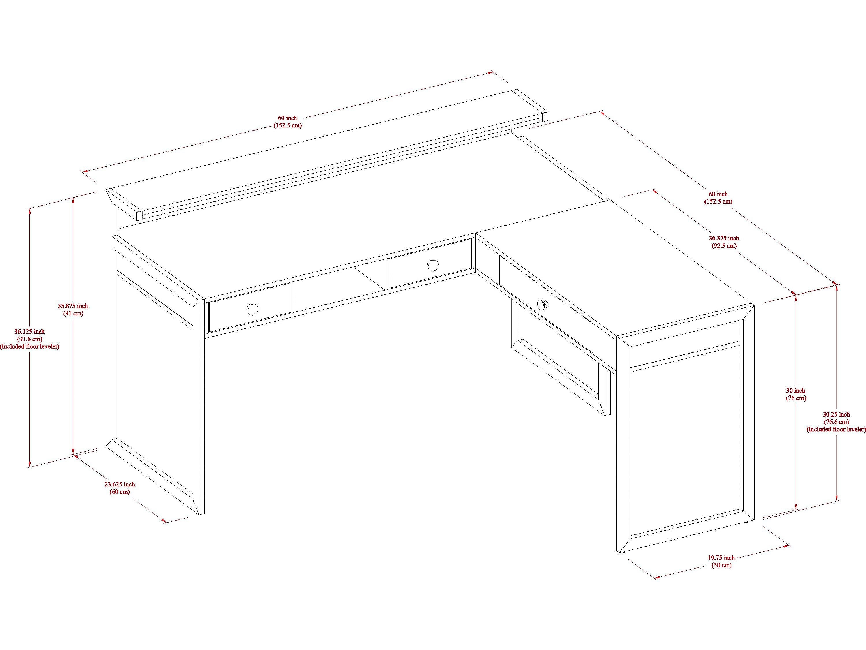 Whalen Asherton 60" W L-Shaped Computer Desk, Fawn Aged Oak