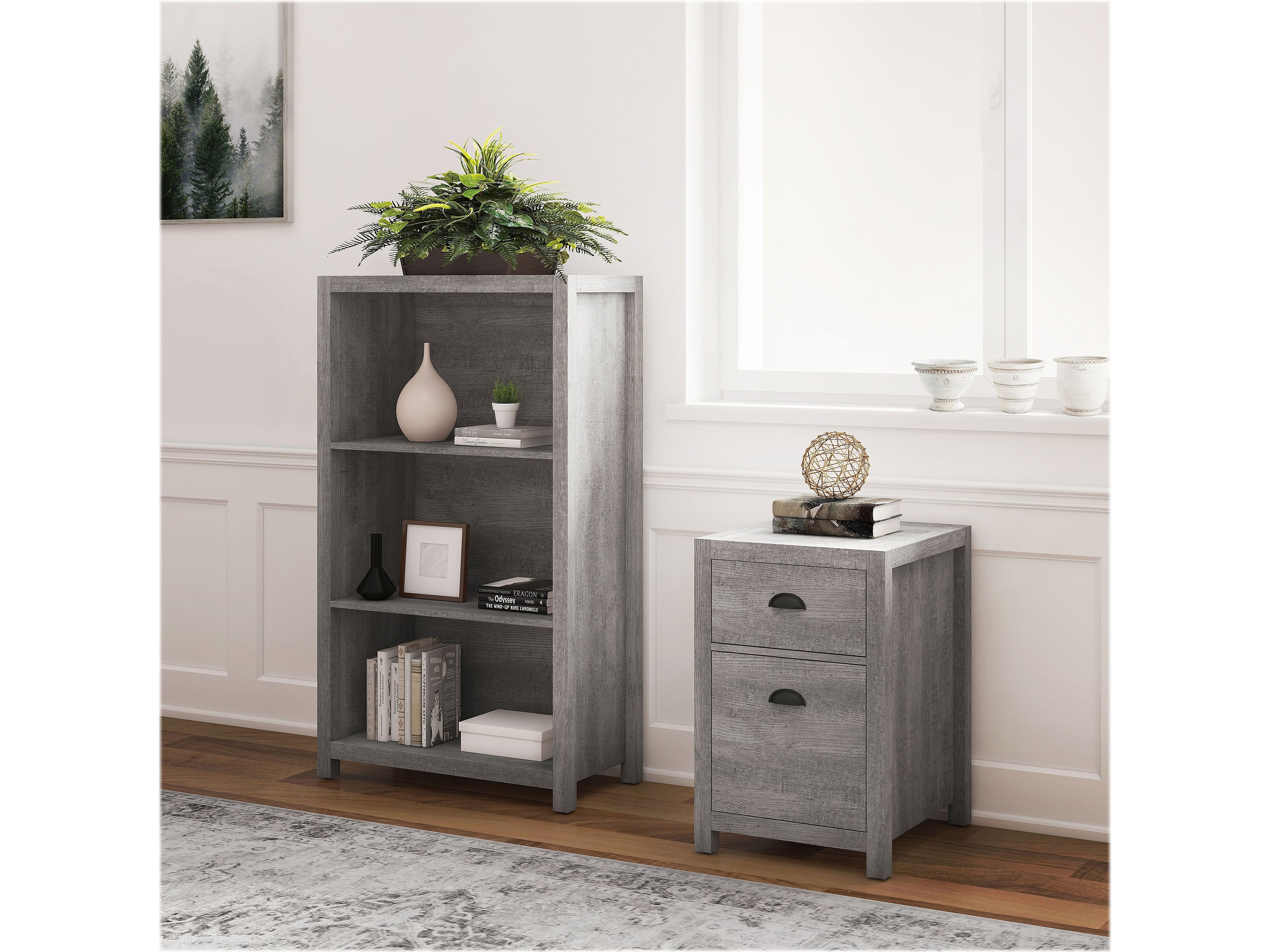 Whalen Fallbrook 3-Shelf 48"H Bookcase, Smoked Ash/Rustic Warm Gray