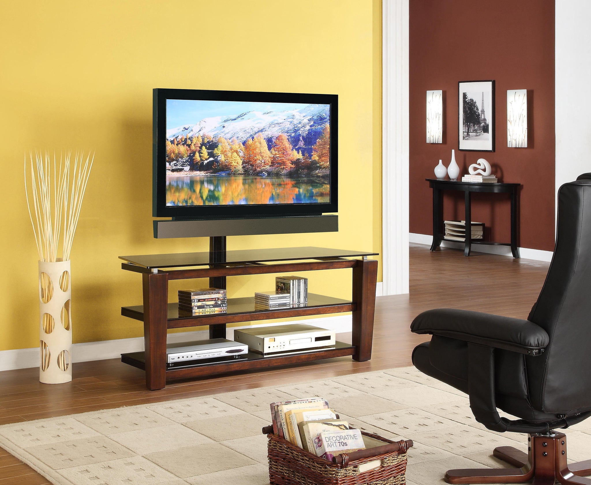 Whalen Wood/Metal Console TV Stand, Screens up to 58