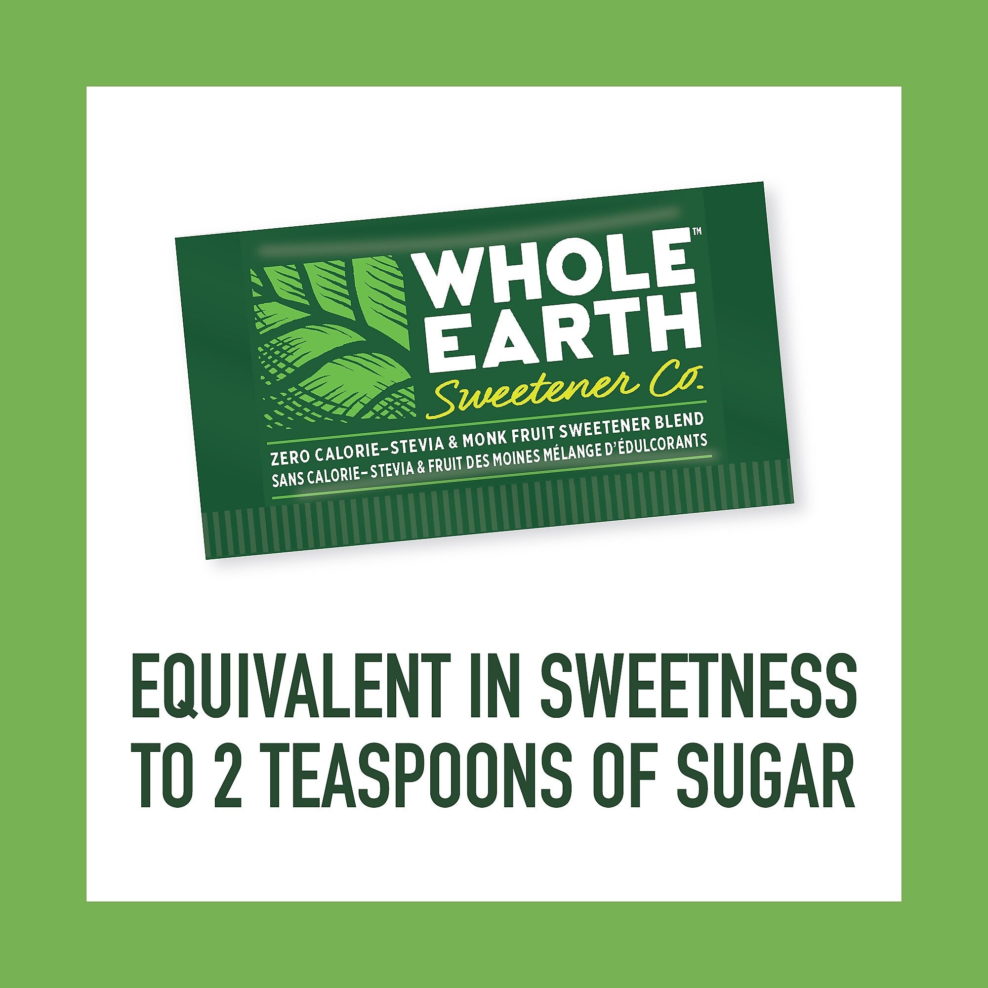 Whole Earth, Stevia Leaf and Monk Fruit Natural Sweetener Blend, 2-Gram Packets, 400/Carton