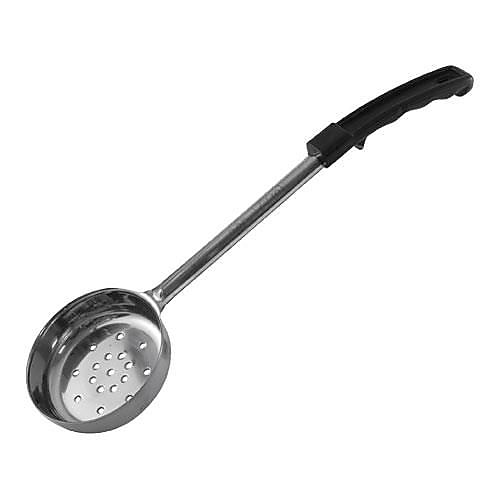 Winco 6 Oz. Black Perforated Portion Spoon, Stainless Steel