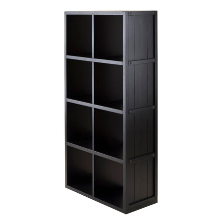 Winsome 20053 4 x 2 Cube Shelf with Wainscoting Panel, Black