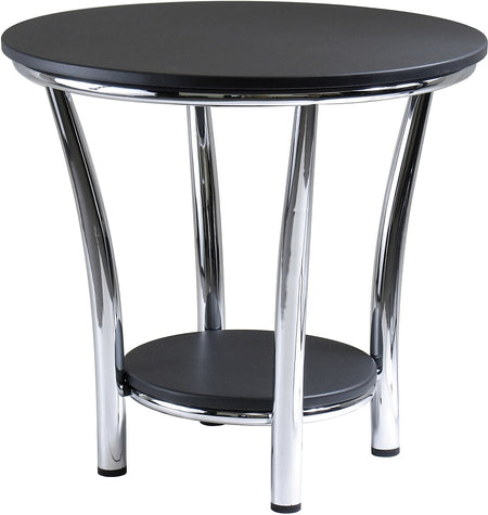 Winsome Maya 22.05" x 23.82" x 23.82" Medium Density Fiber Round End Table, Black