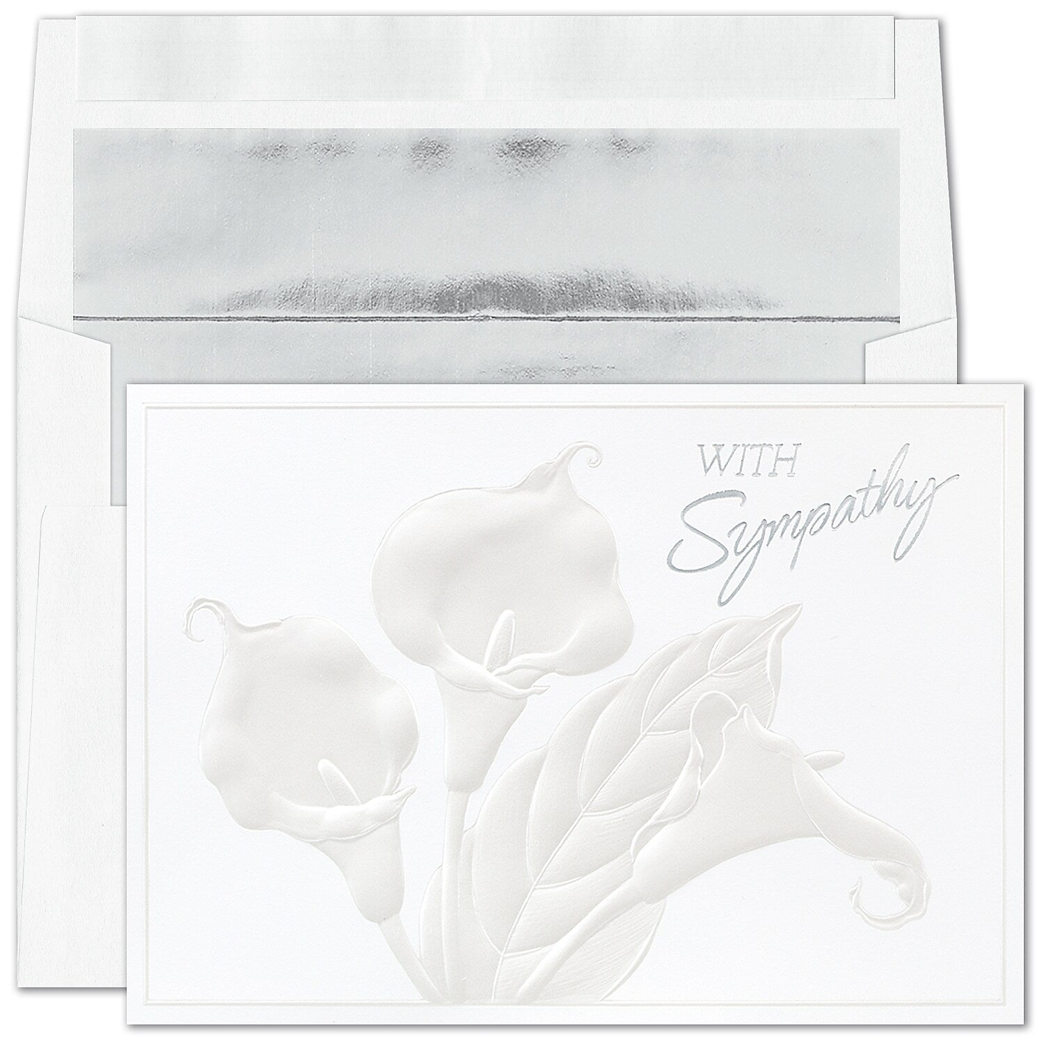 "With Sympathy" Card w/ Silver Lined White Envelope, 25/BX