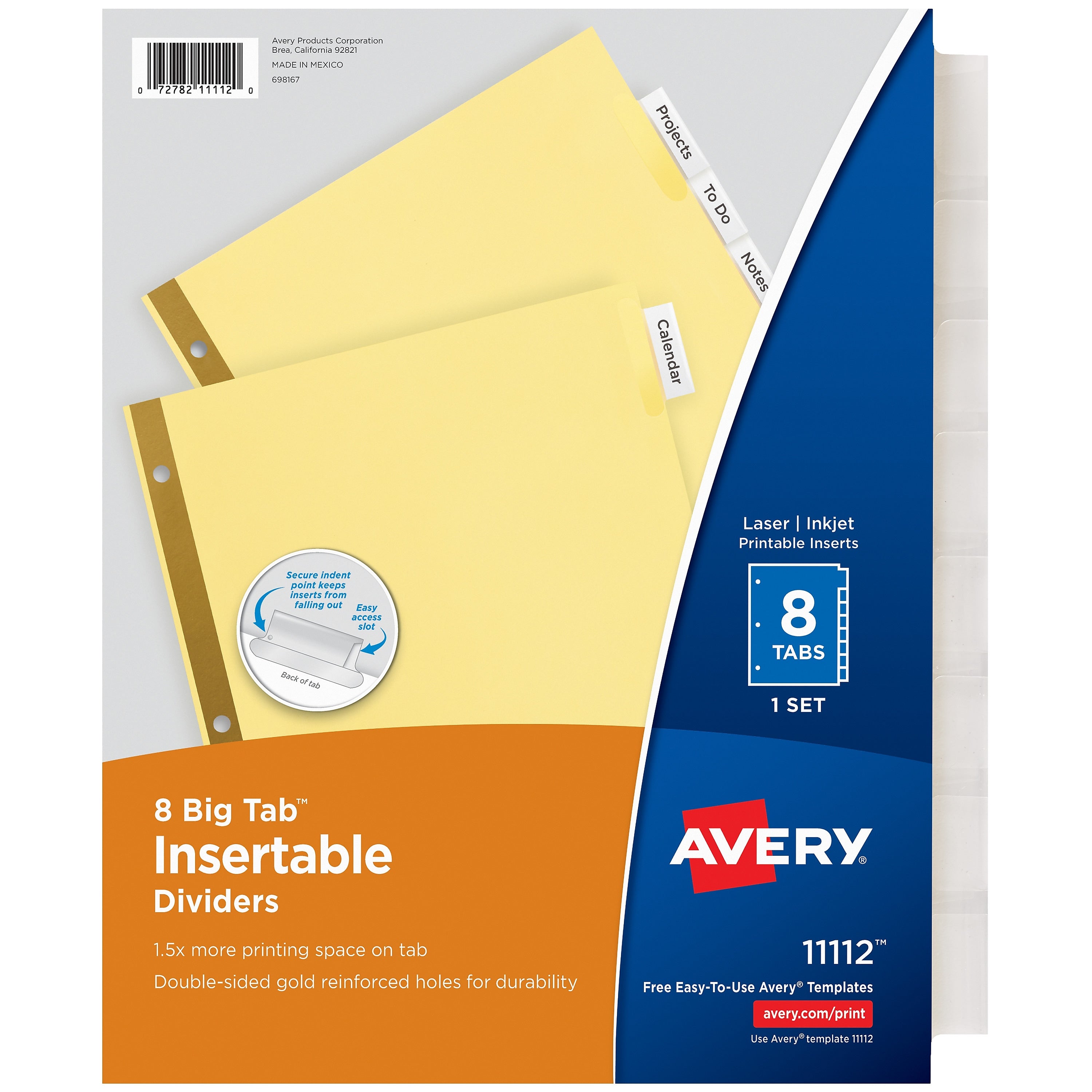 WorkSaver Insertable Tab Index Dividers, 8-Tab, 8-1/2 x 11, Clear, 24 Sets/Box