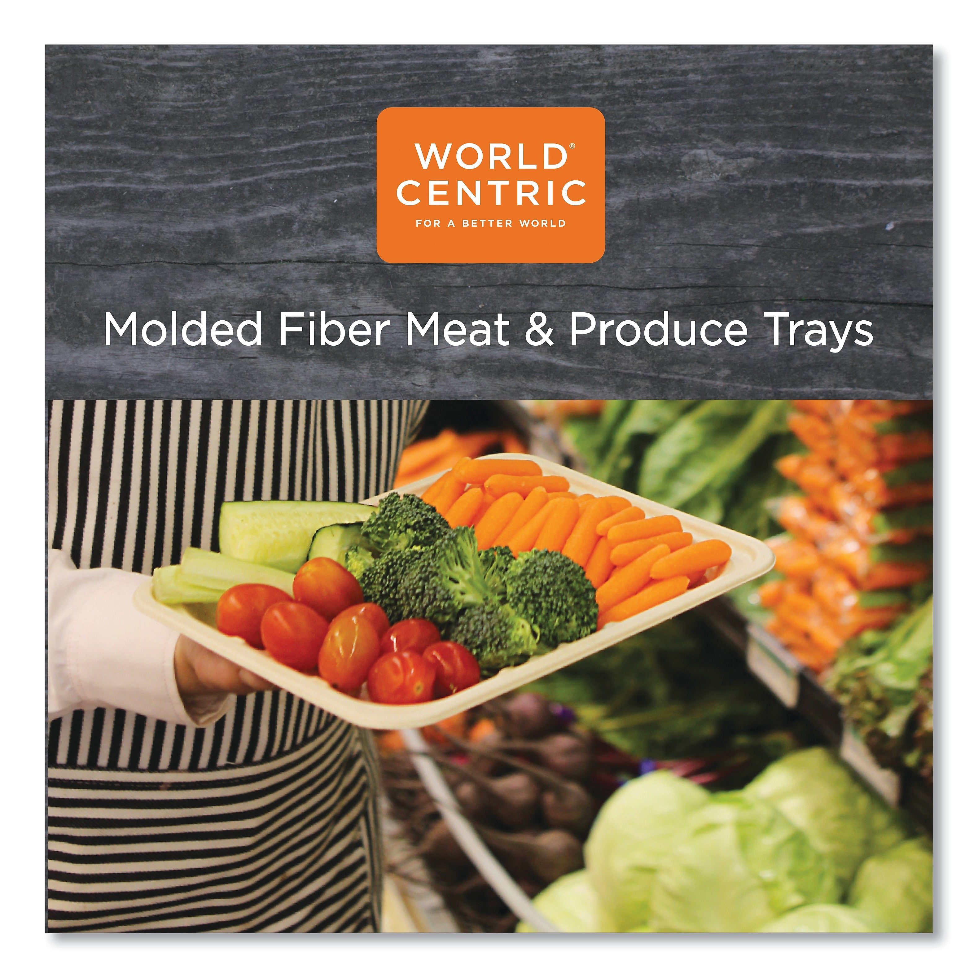 World Centric Fiber Trays, PLA Lined, PFAS Free, 1-Compartment, 18 x 14 x 1, Natural, 100/Carton